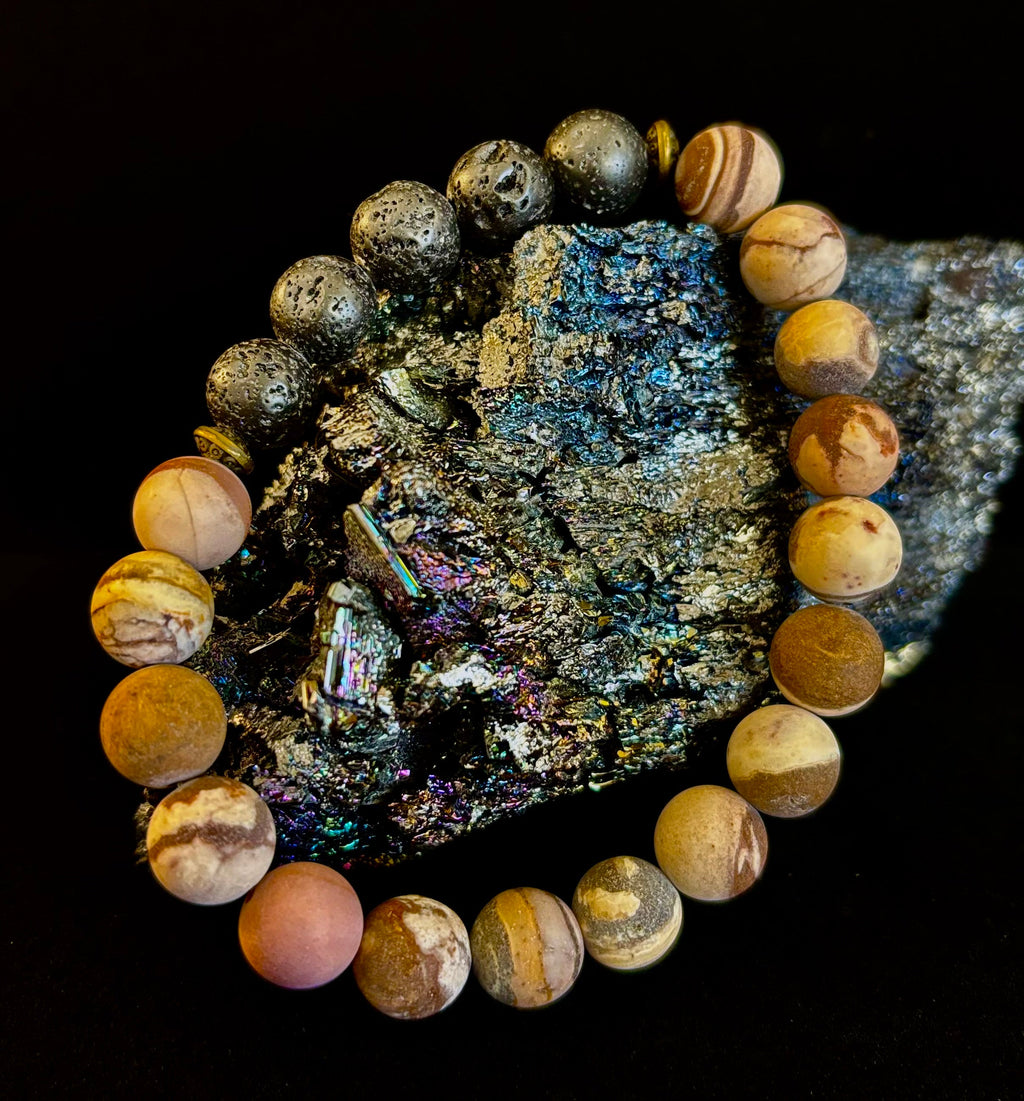Matte Brown Zebra Jasper Lava Rock Diffuser Bracelet