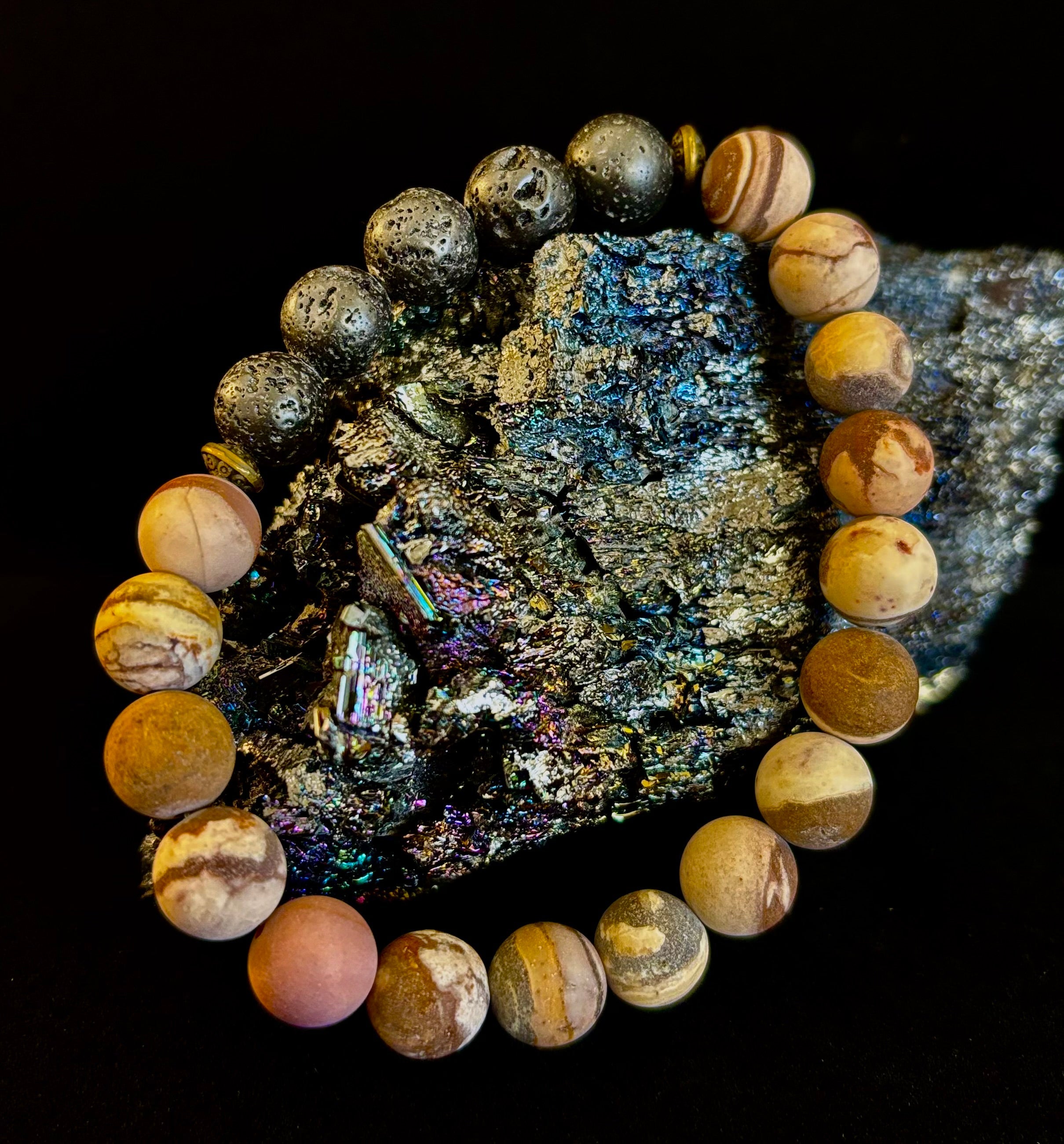 Matte Brown Zebra Jasper Lava Rock Diffuser Bracelet