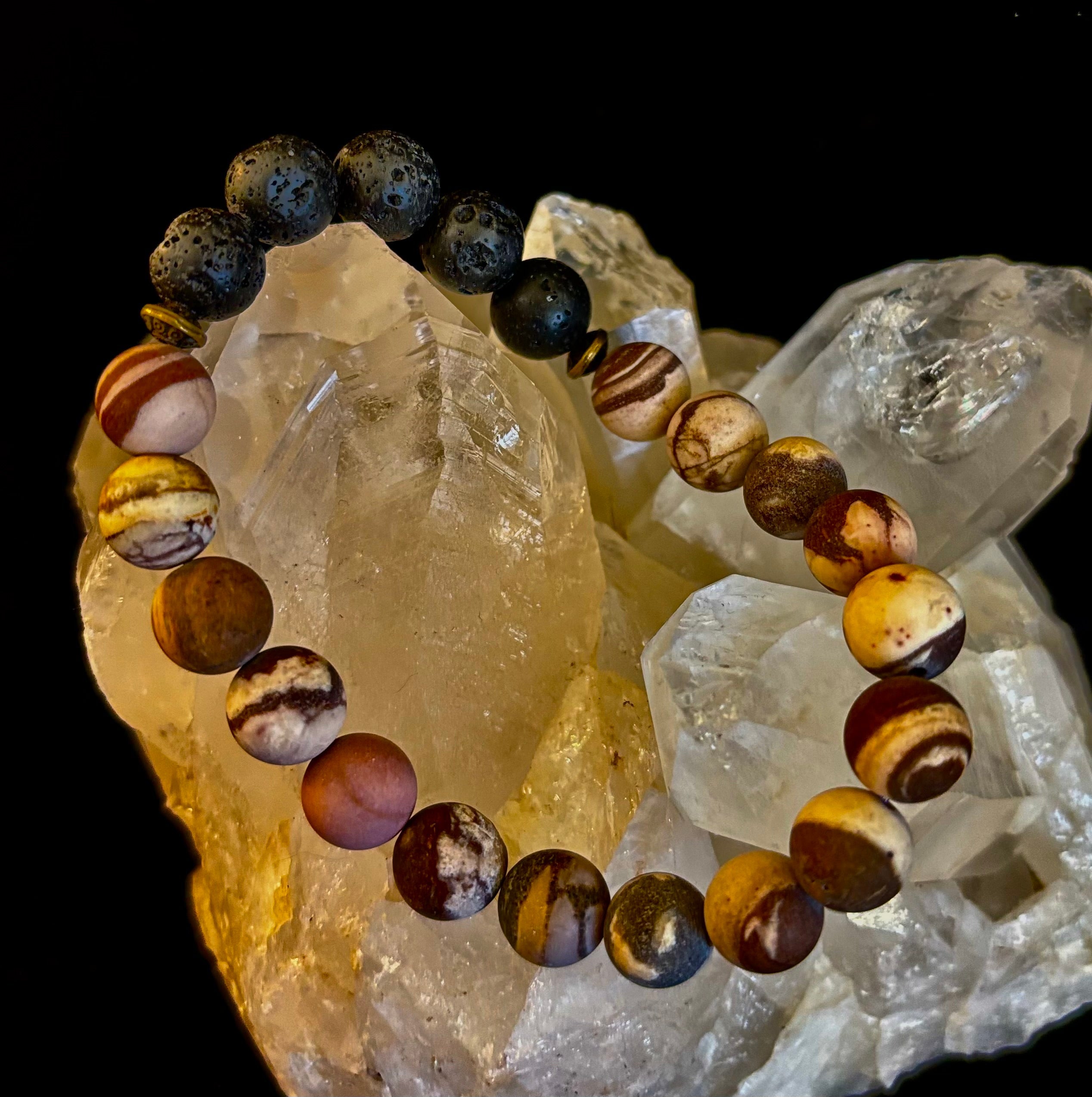Matte Brown Zebra Jasper Lava Rock Diffuser Bracelet