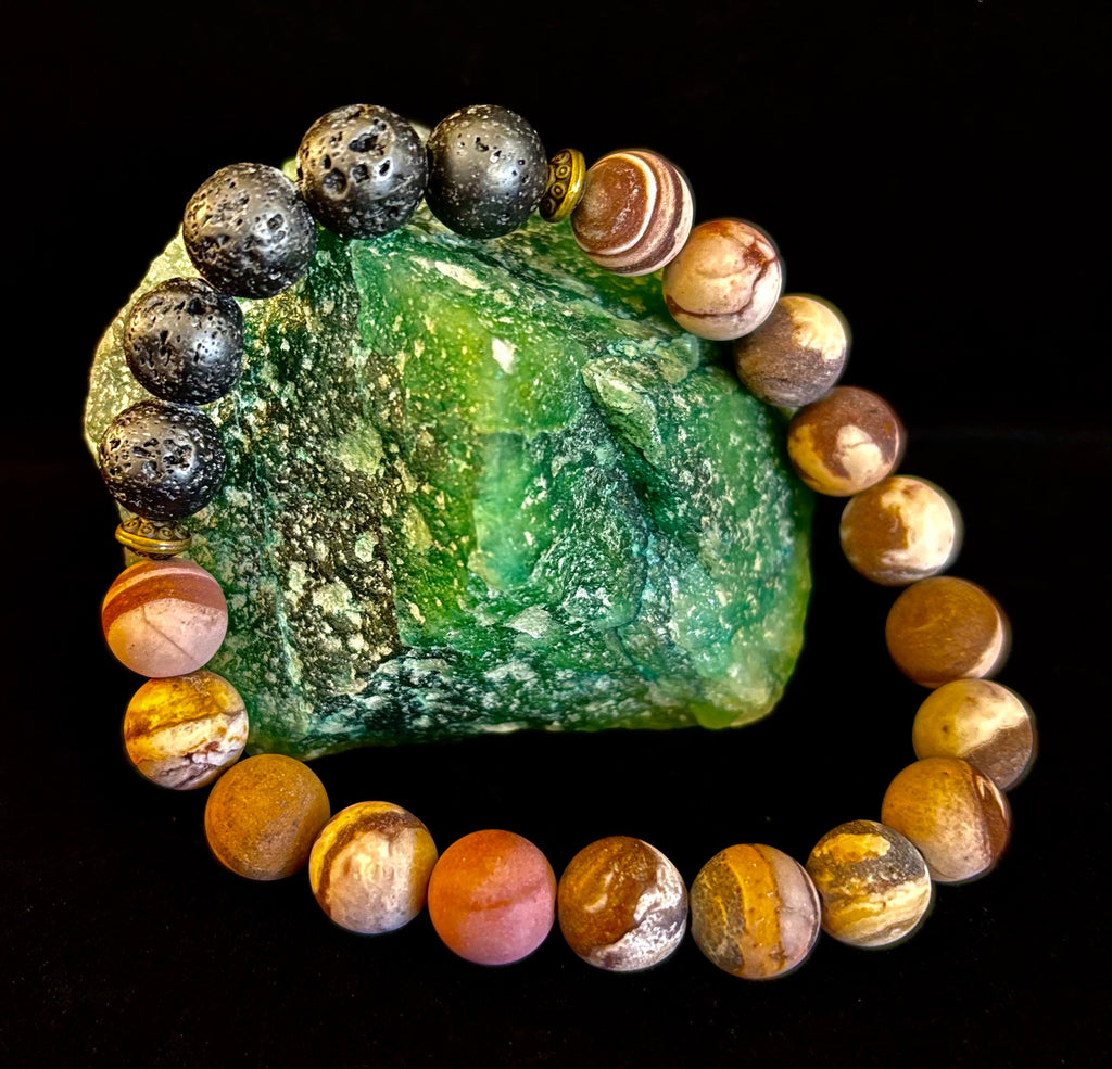 Matte Brown Zebra Jasper Lava Rock Diffuser Bracelet