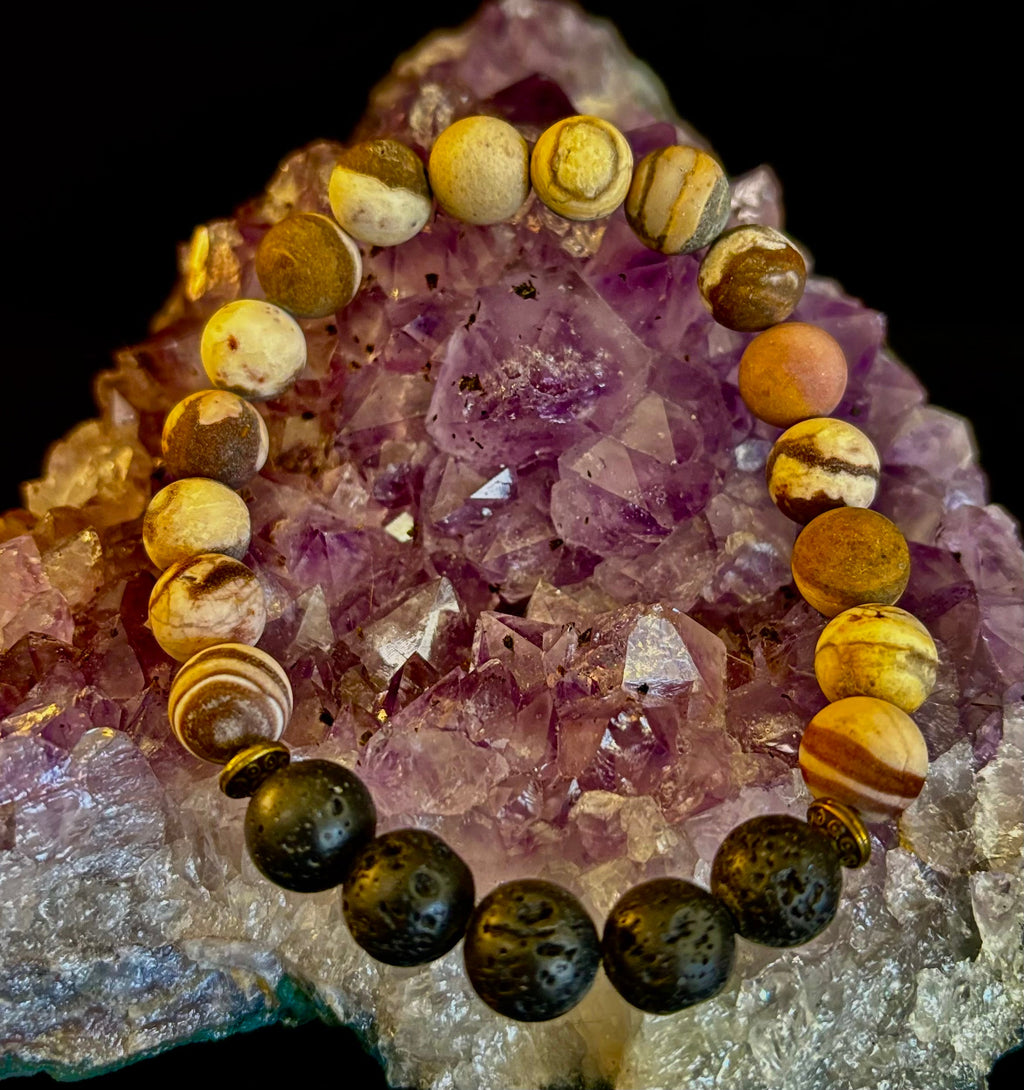 Matte Brown Zebra Jasper Lava Rock Diffuser Bracelet