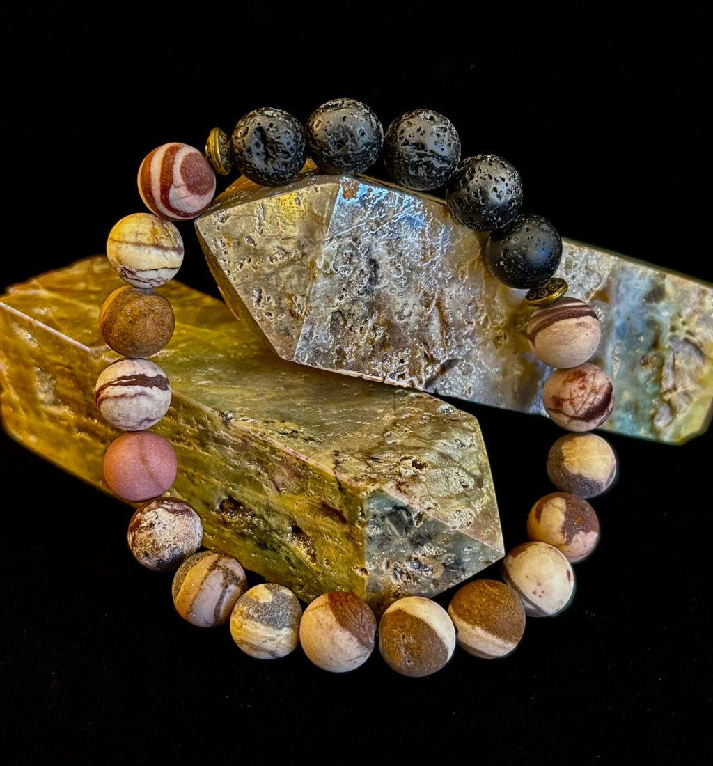 Matte Brown Zebra Jasper Lava Rock Diffuser Bracelet