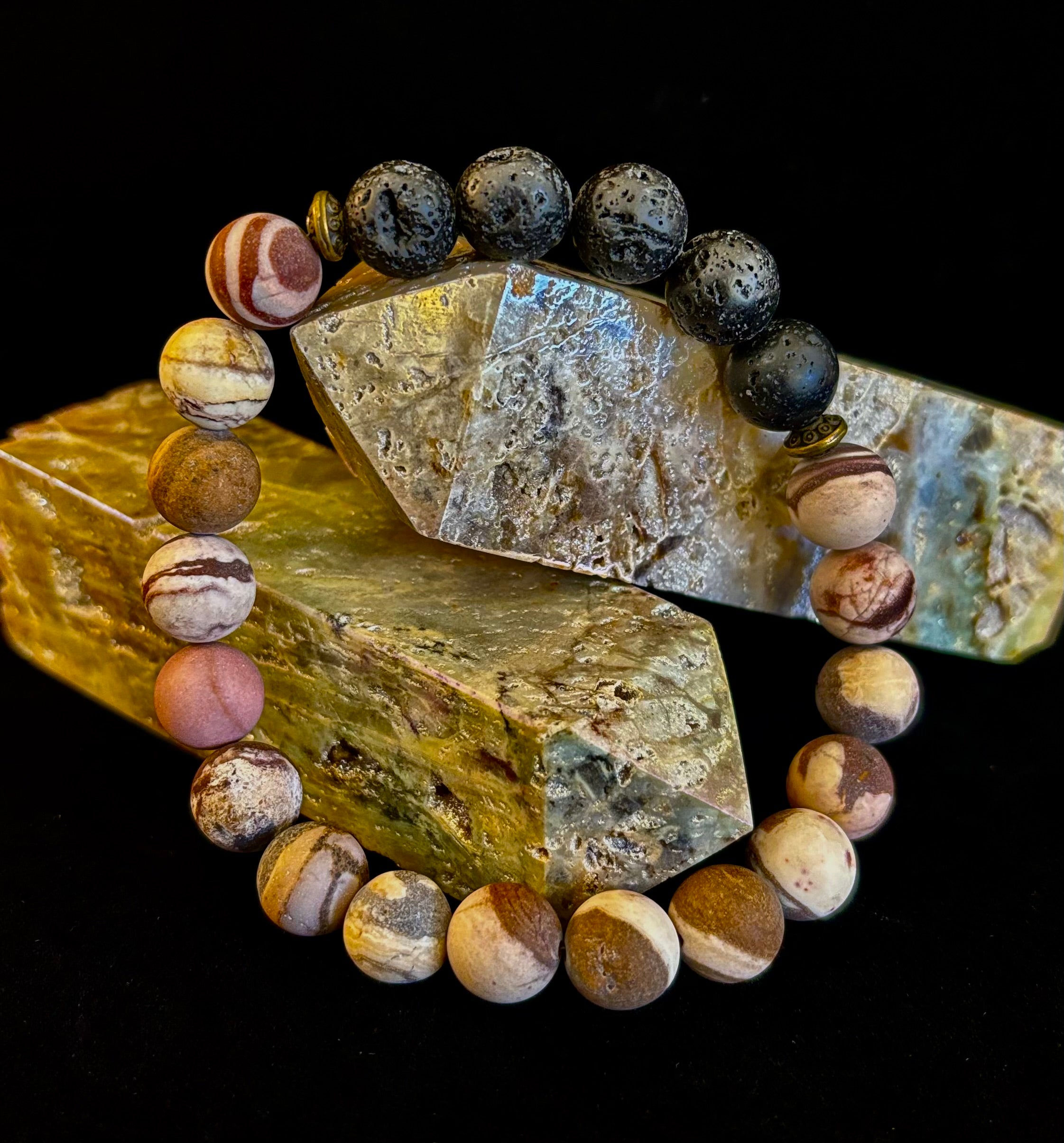 Matte Brown Zebra Jasper Lava Rock Diffuser Bracelet