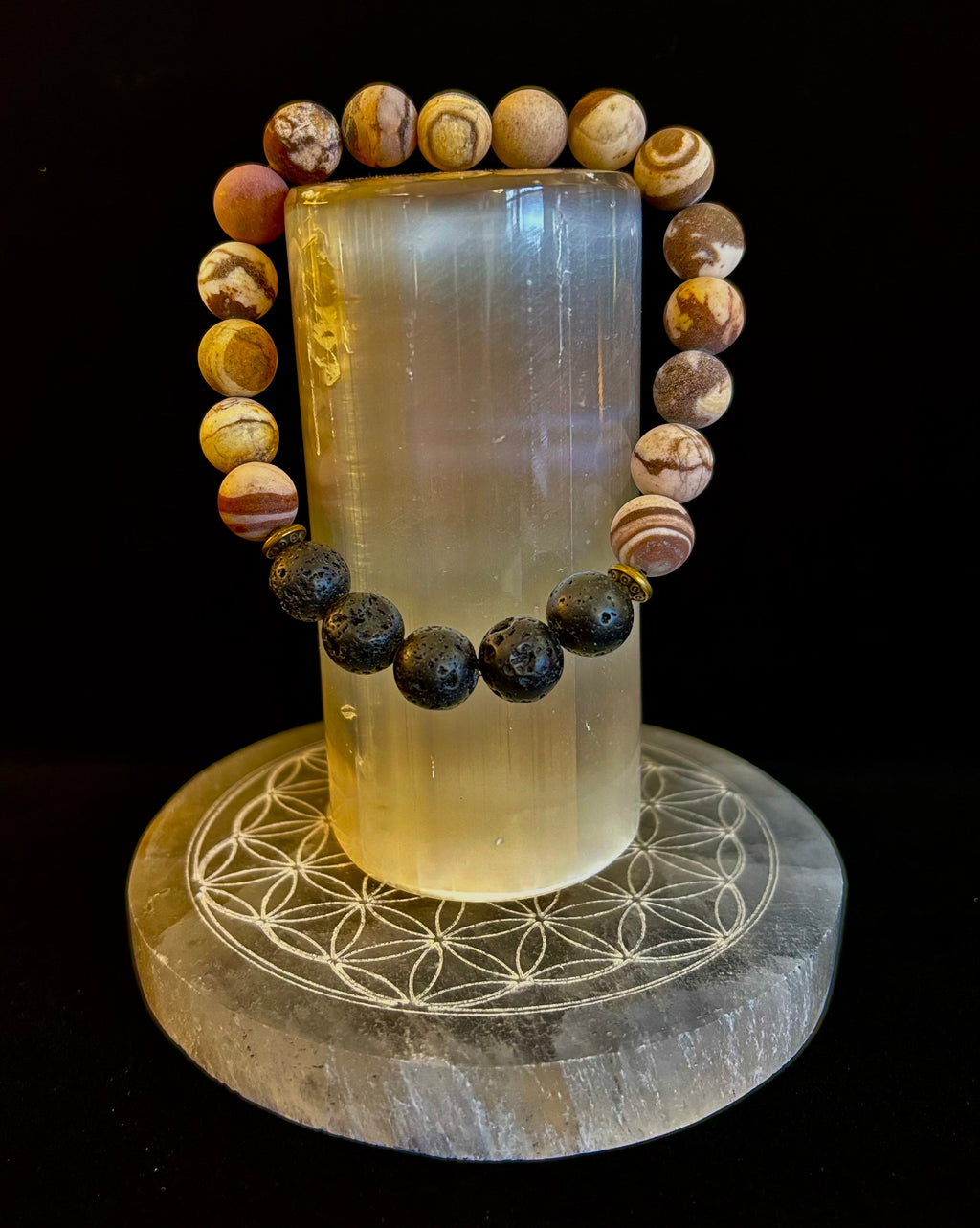 Matte Brown Zebra Jasper Lava Rock Diffuser Bracelet