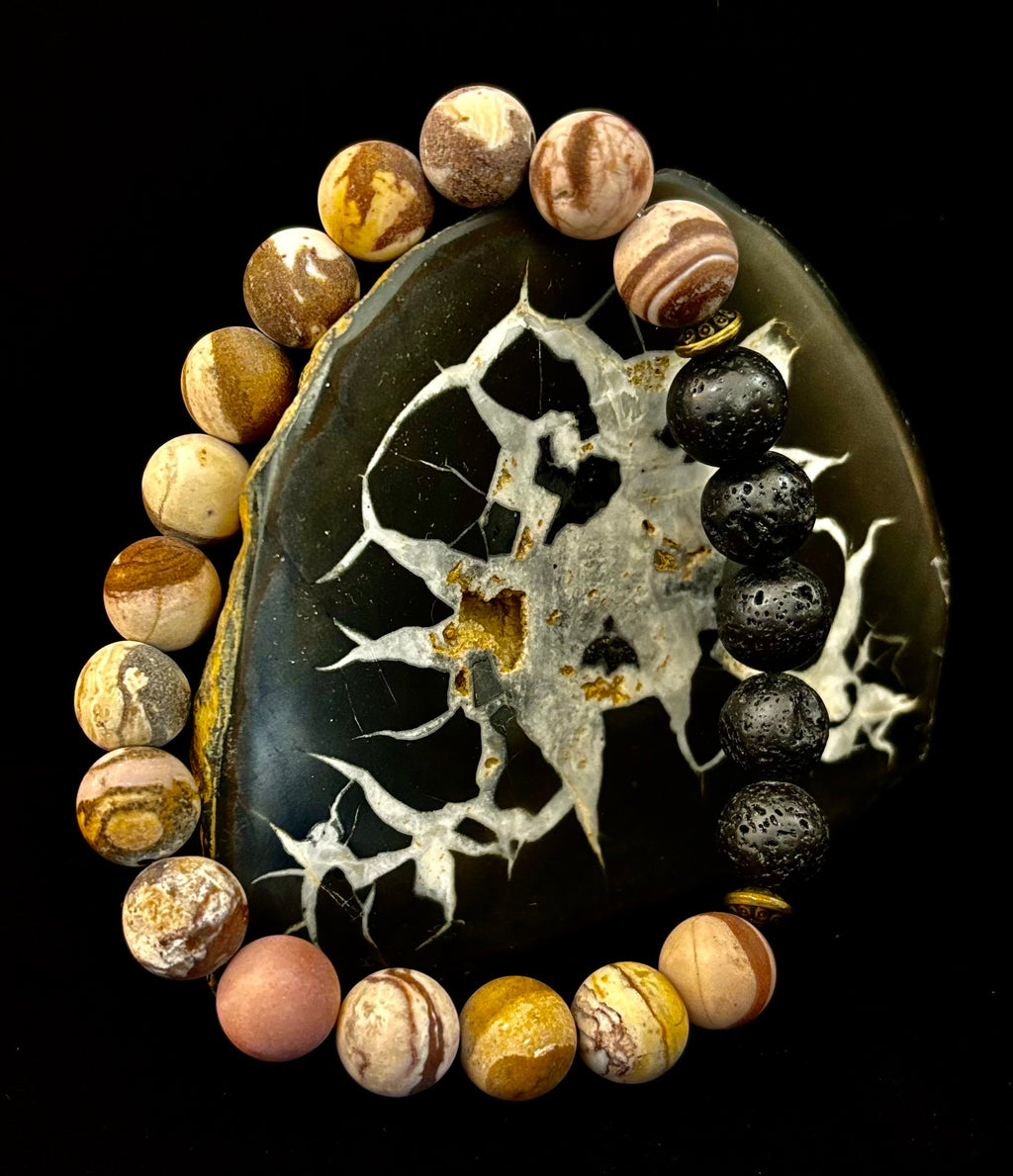 Matte Brown Zebra Jasper Lava Rock Diffuser Bracelet