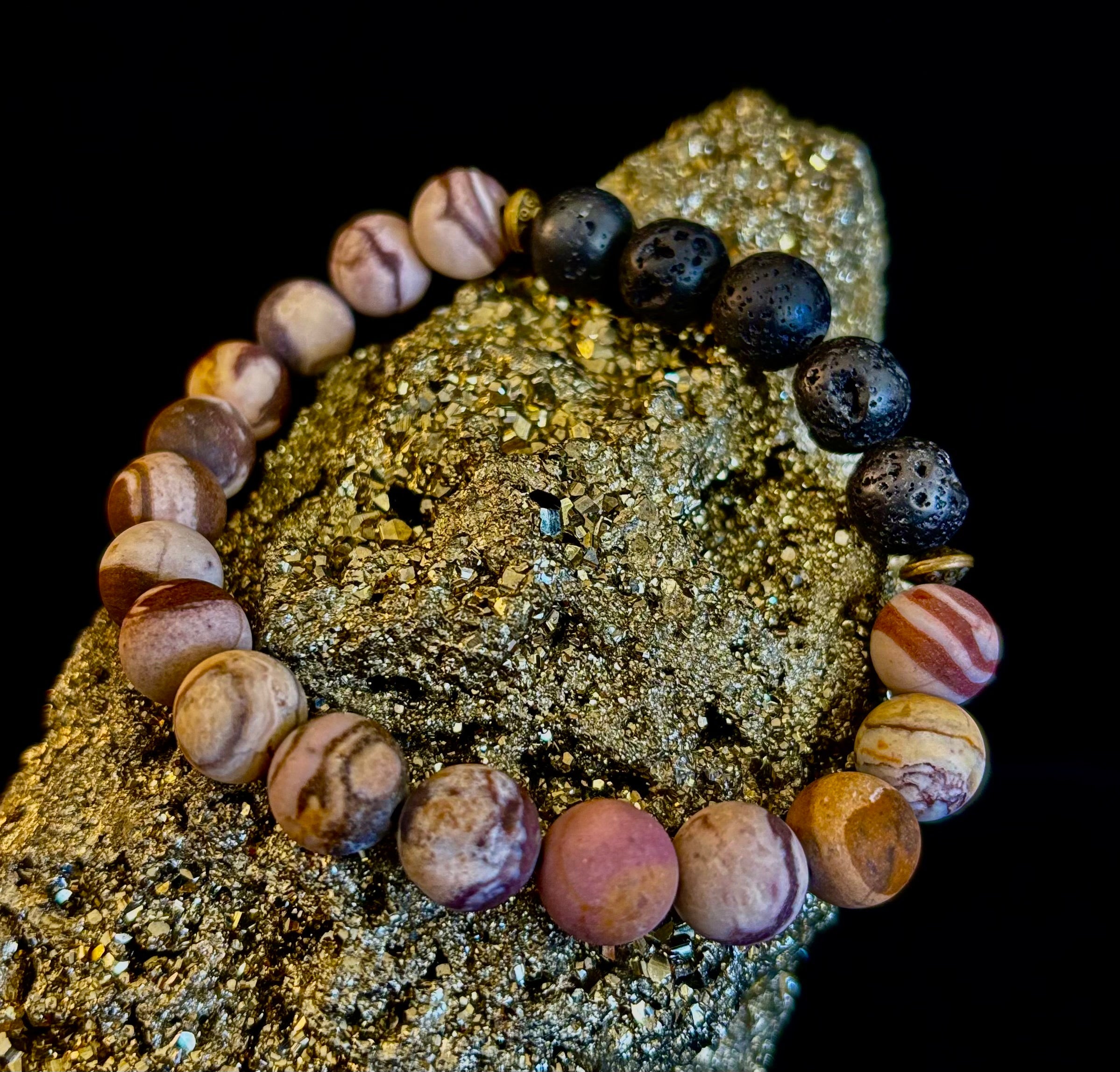 Matte Brown Zebra Jasper Lava Rock Diffuser Bracelet
