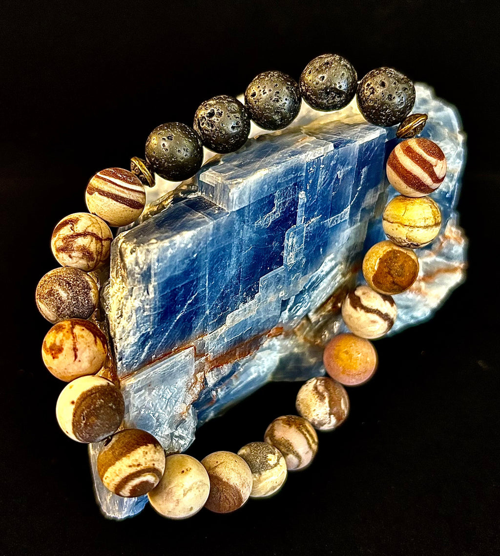 Matte Brown Zebra Jasper Lava Rock Diffuser Bracelet