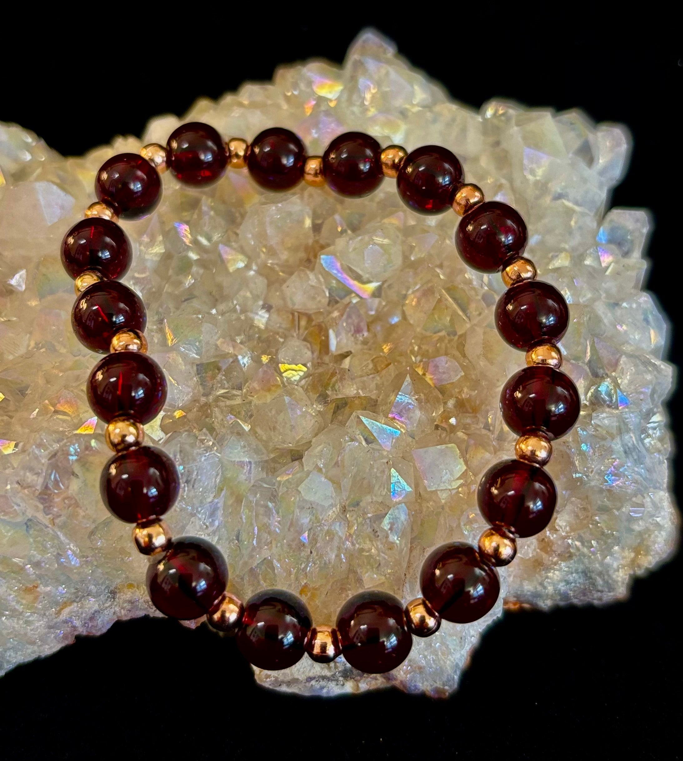 Passion & Strength Garnet Bracelet – Delicate Gemstone Bracelet with Copper Accents