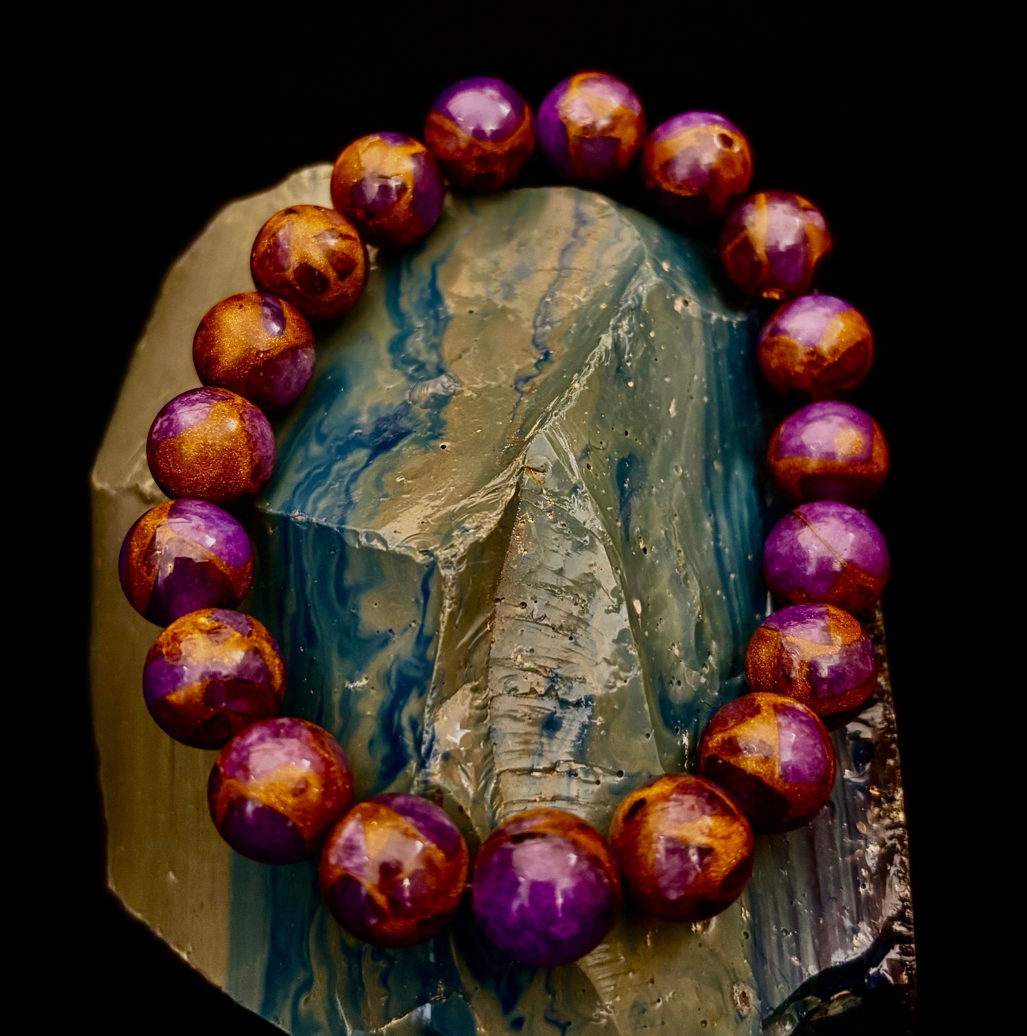 Purple Variscite Bracelet – 10mm Beaded Bracelet | Medium Fit | Spiritual Energy & Statement Jewelry