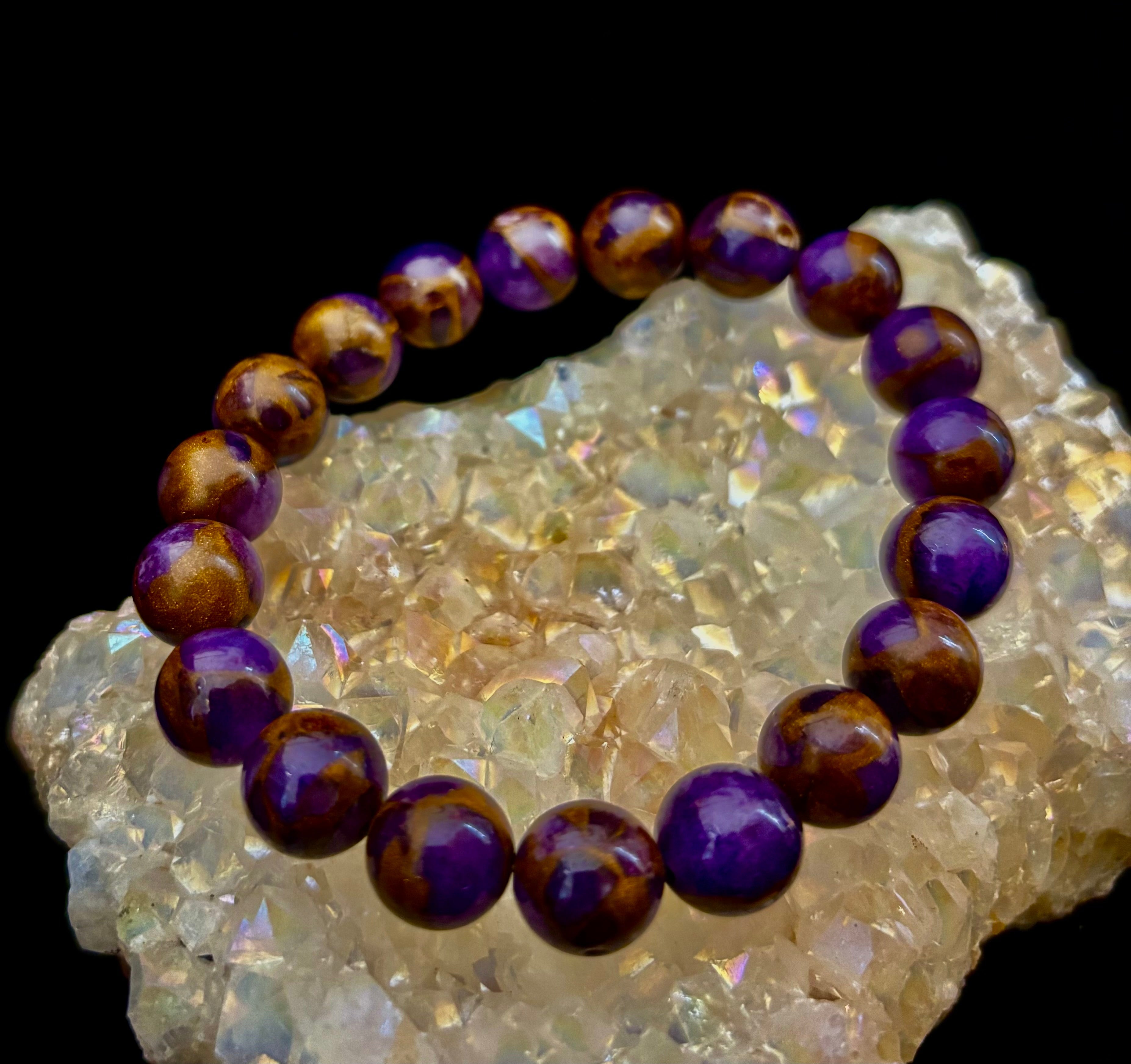 Purple Variscite Bracelet – 10mm Beaded Bracelet | Medium Fit | Spiritual Energy & Statement Jewelry