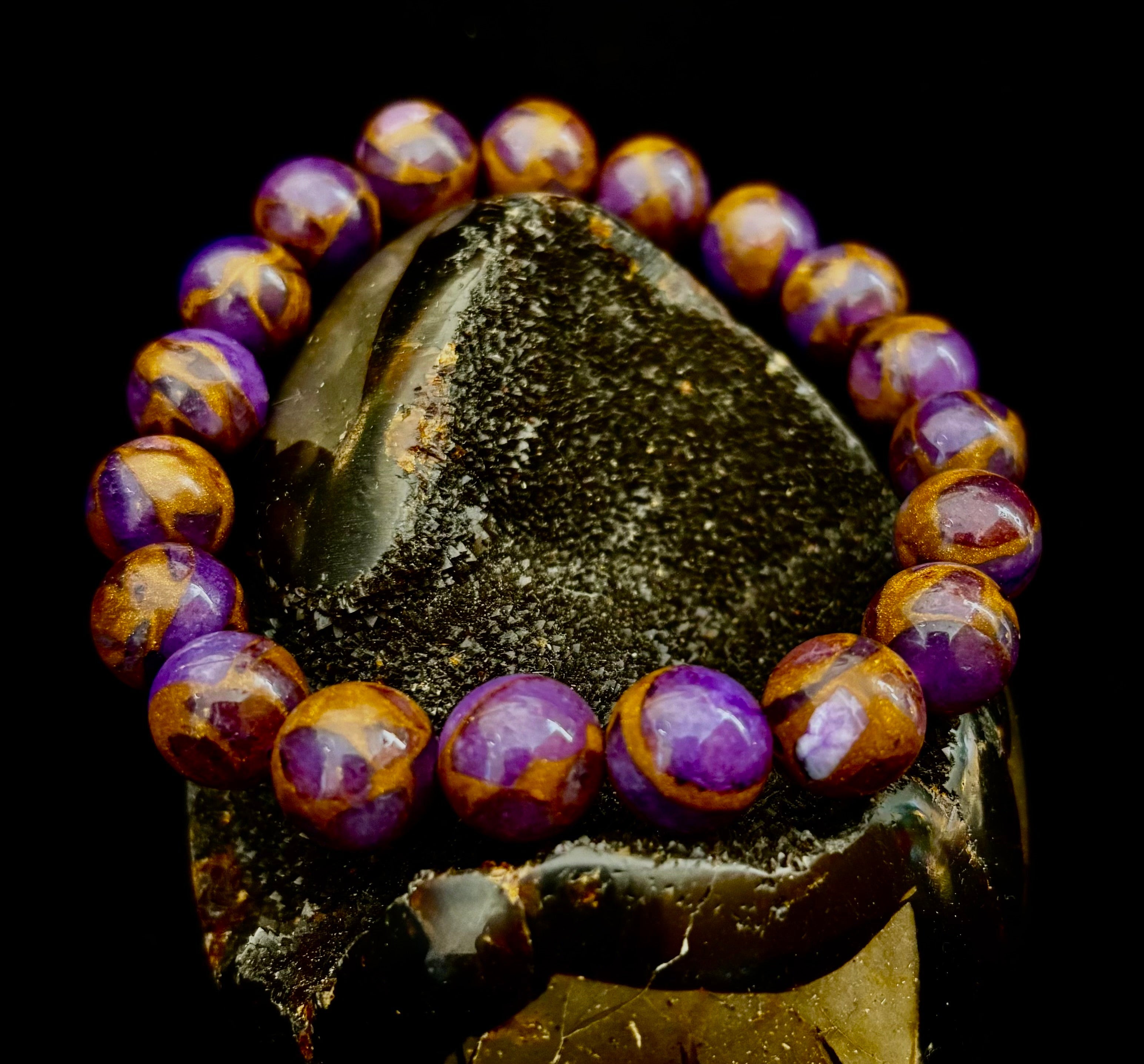 Purple Variscite Bracelet – 10mm Beaded Bracelet | Medium Fit | Spiritual Energy & Statement Jewelry