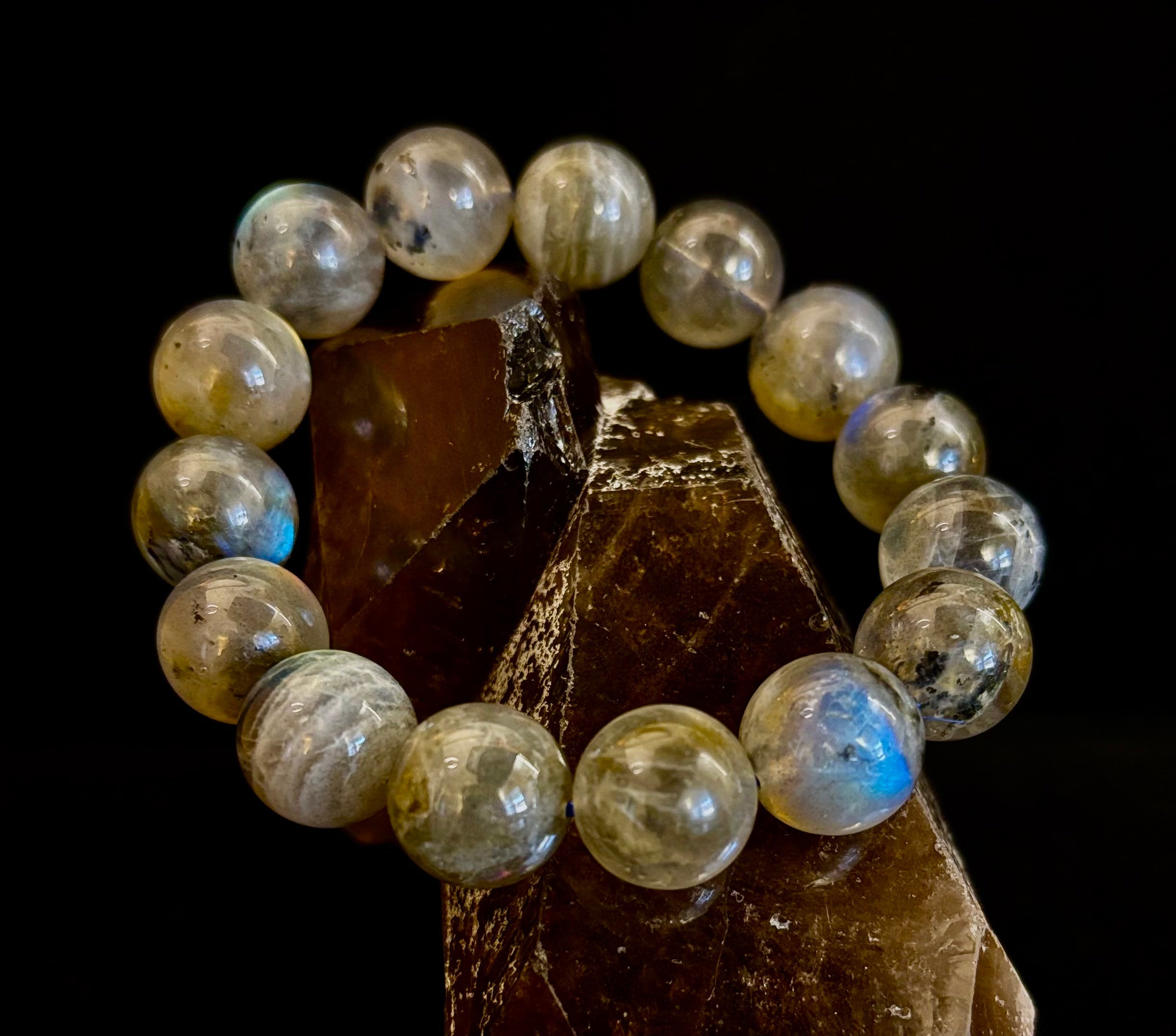 Moonlit Path: Silver Flash Labradorite Bracelet - Reiki Infused (3 Amazing Bead Sizes)