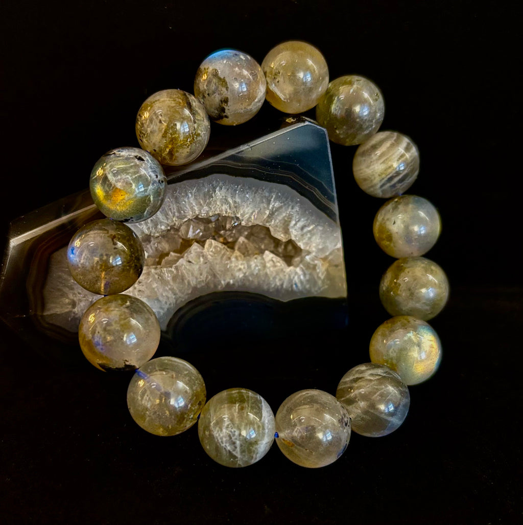Moonlit Path: Silver Flash Labradorite Bracelet - Reiki Infused (3 Amazing Bead Sizes)