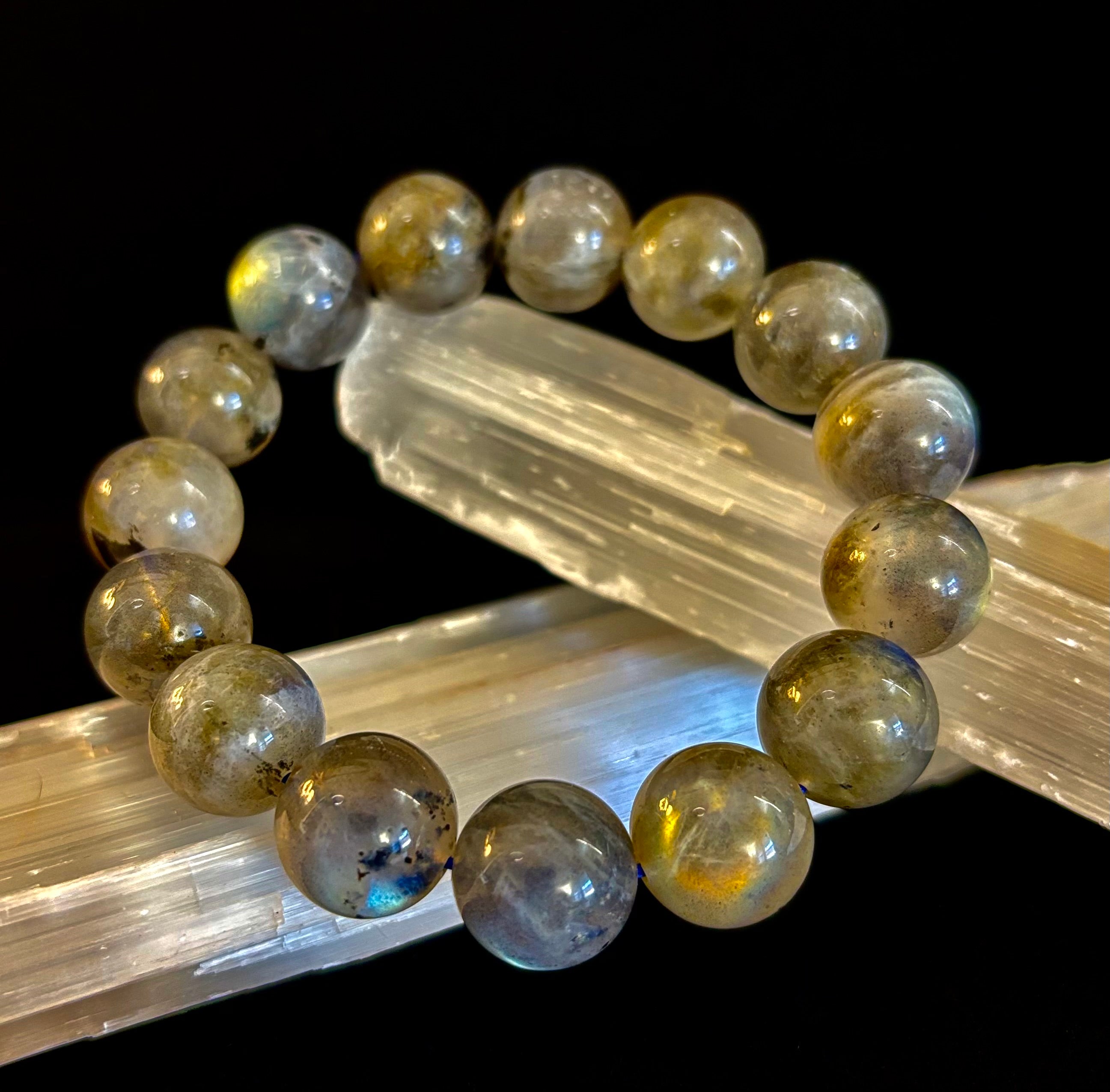 Moonlit Path: Silver Flash Labradorite Bracelet - Reiki Infused (3 Amazing Bead Sizes)