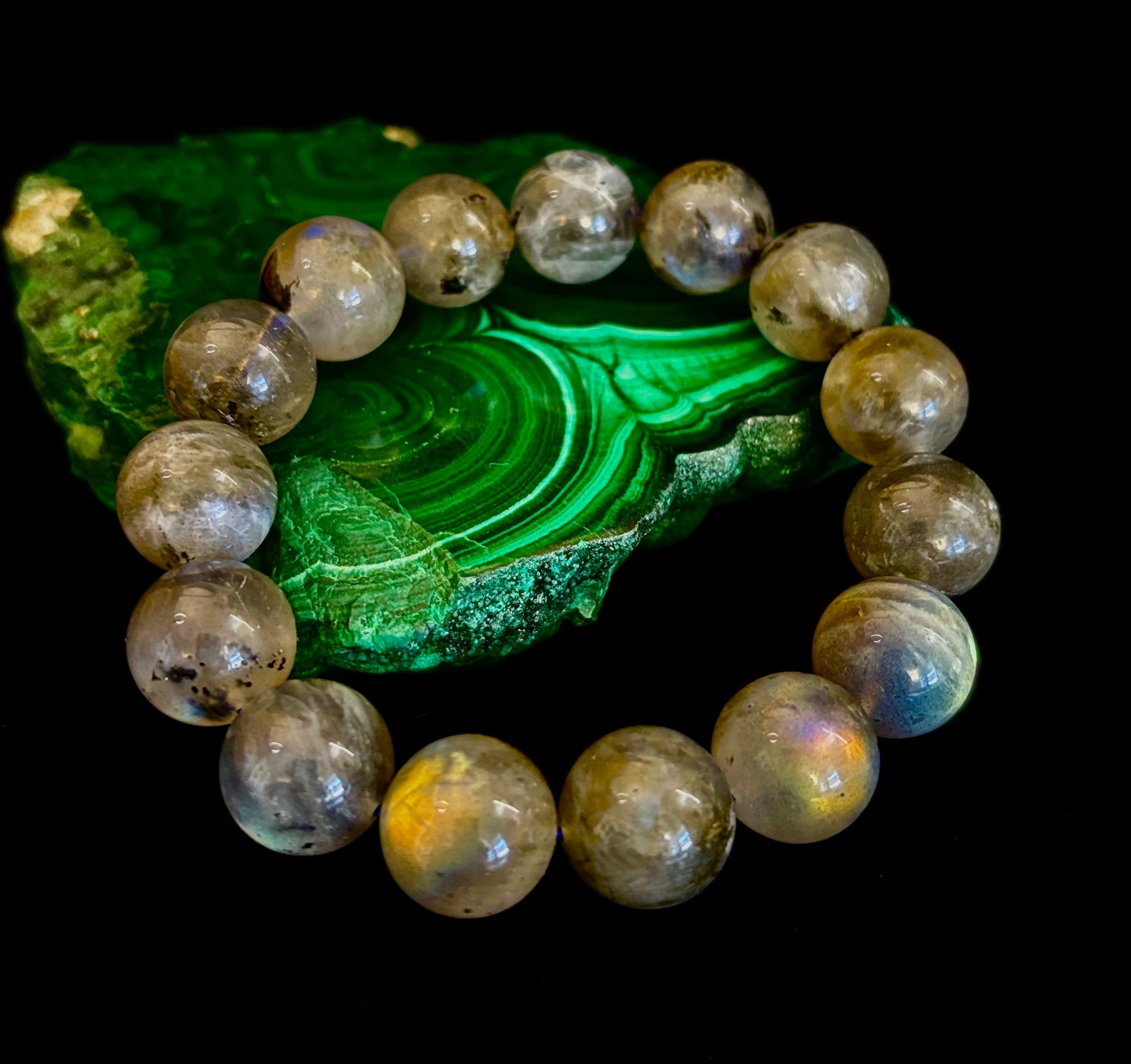 Moonlit Path: Silver Flash Labradorite Bracelet - Reiki Infused (3 Amazing Bead Sizes)