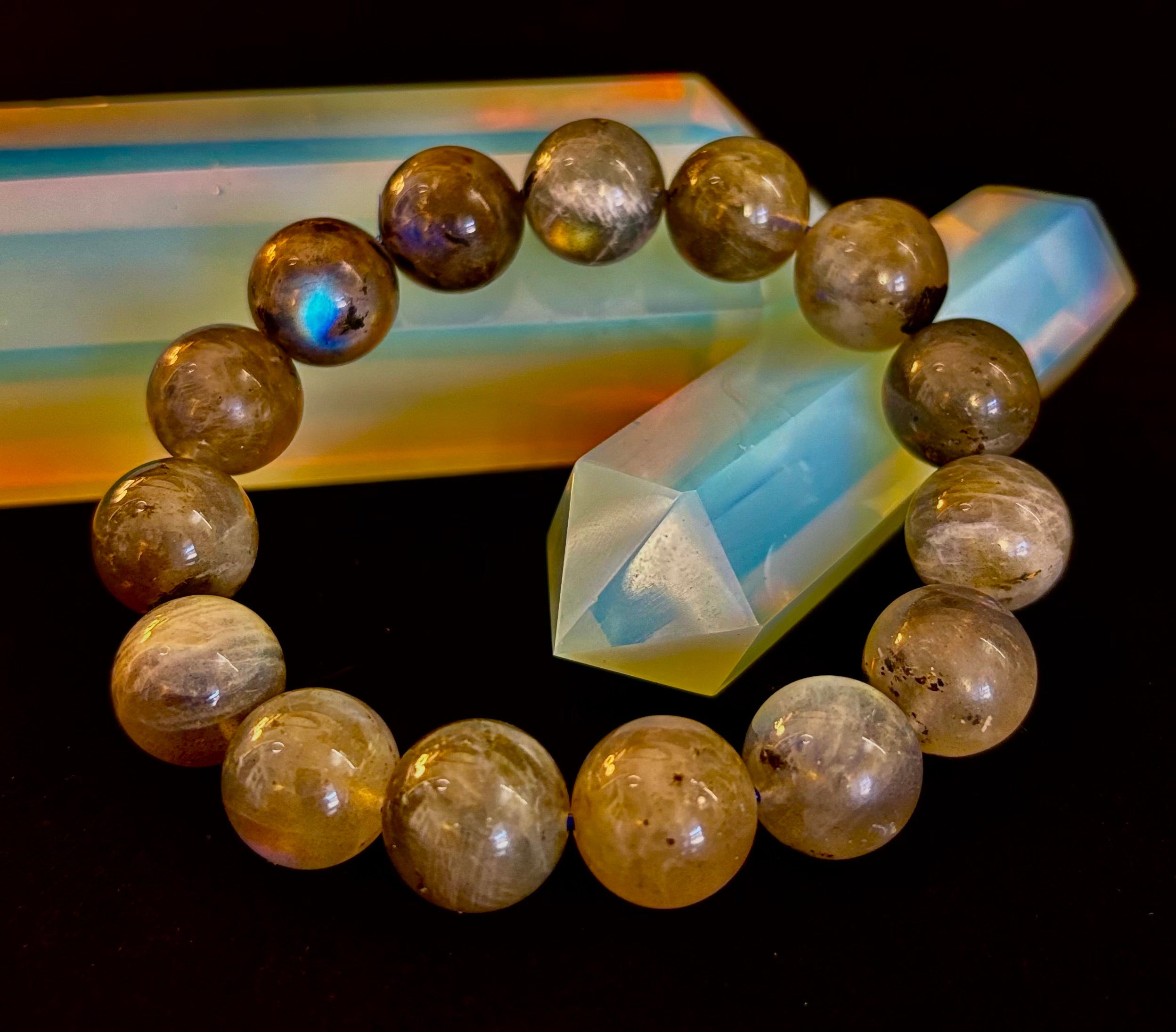 Moonlit Path: Silver Flash Labradorite Bracelet - Reiki Infused (3 Amazing Bead Sizes)