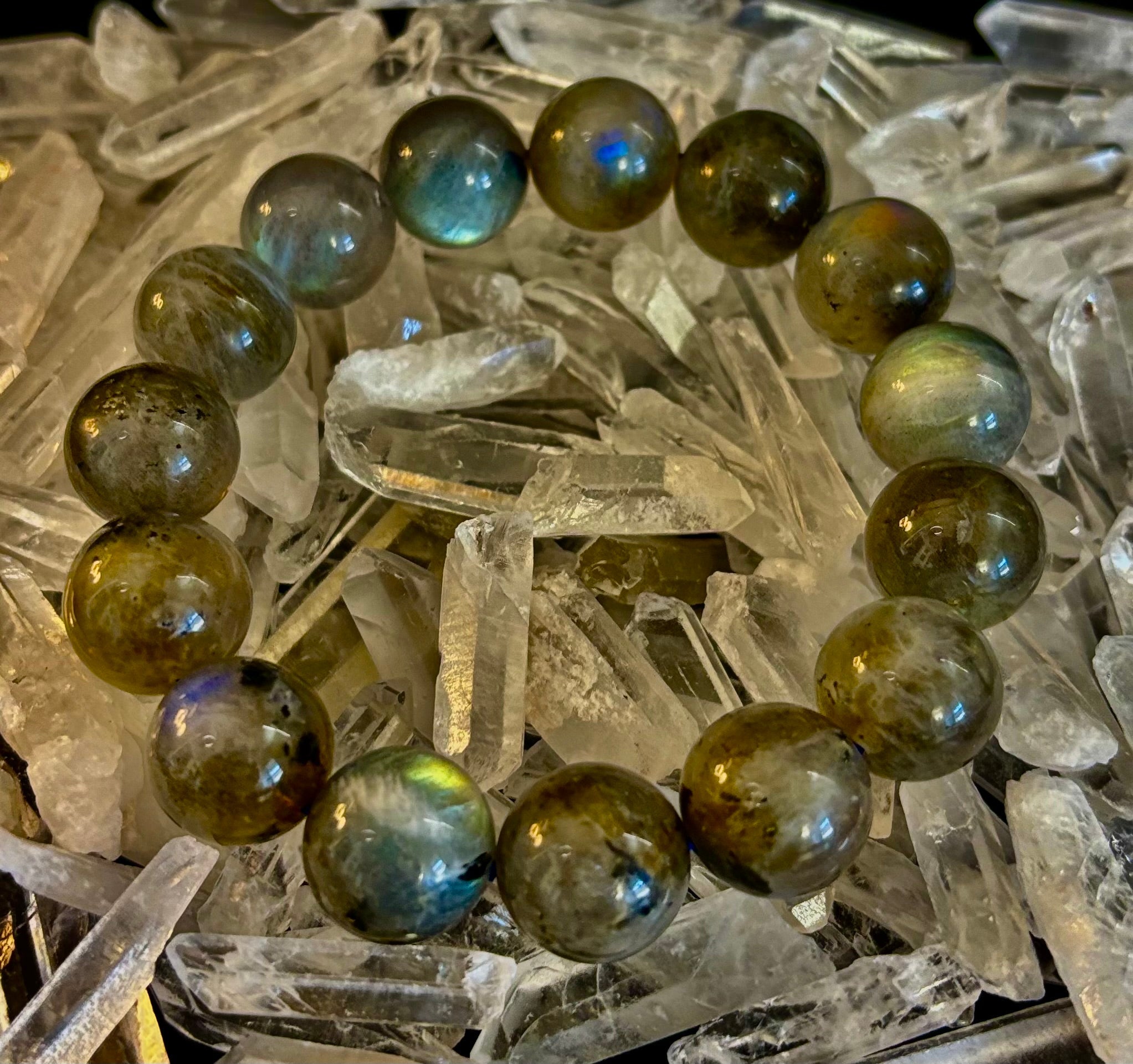 Moonlit Path: Silver Flash Labradorite Bracelet - Reiki Infused (3 Amazing Bead Sizes)