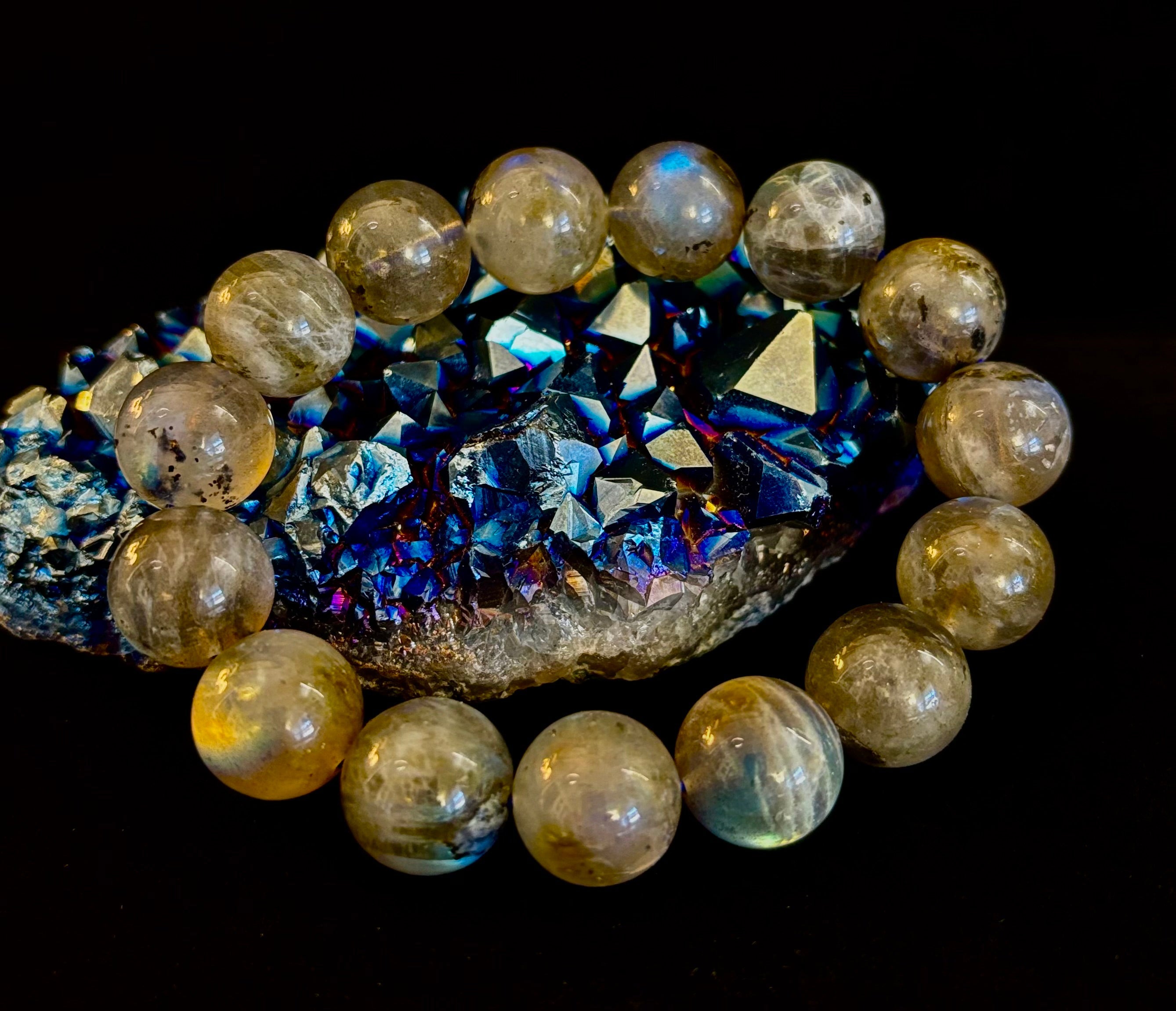 Moonlit Path: Silver Flash Labradorite Bracelet - Reiki Infused (3 Amazing Bead Sizes)