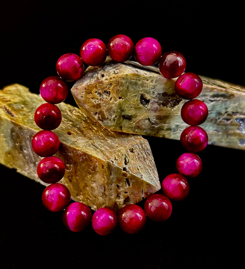 Pink Tiger Eye Power Bracelet – Confidence, Passion & Bold Energy | Reiki-Infused Gemstone Bracelet (8mm & 10mm)