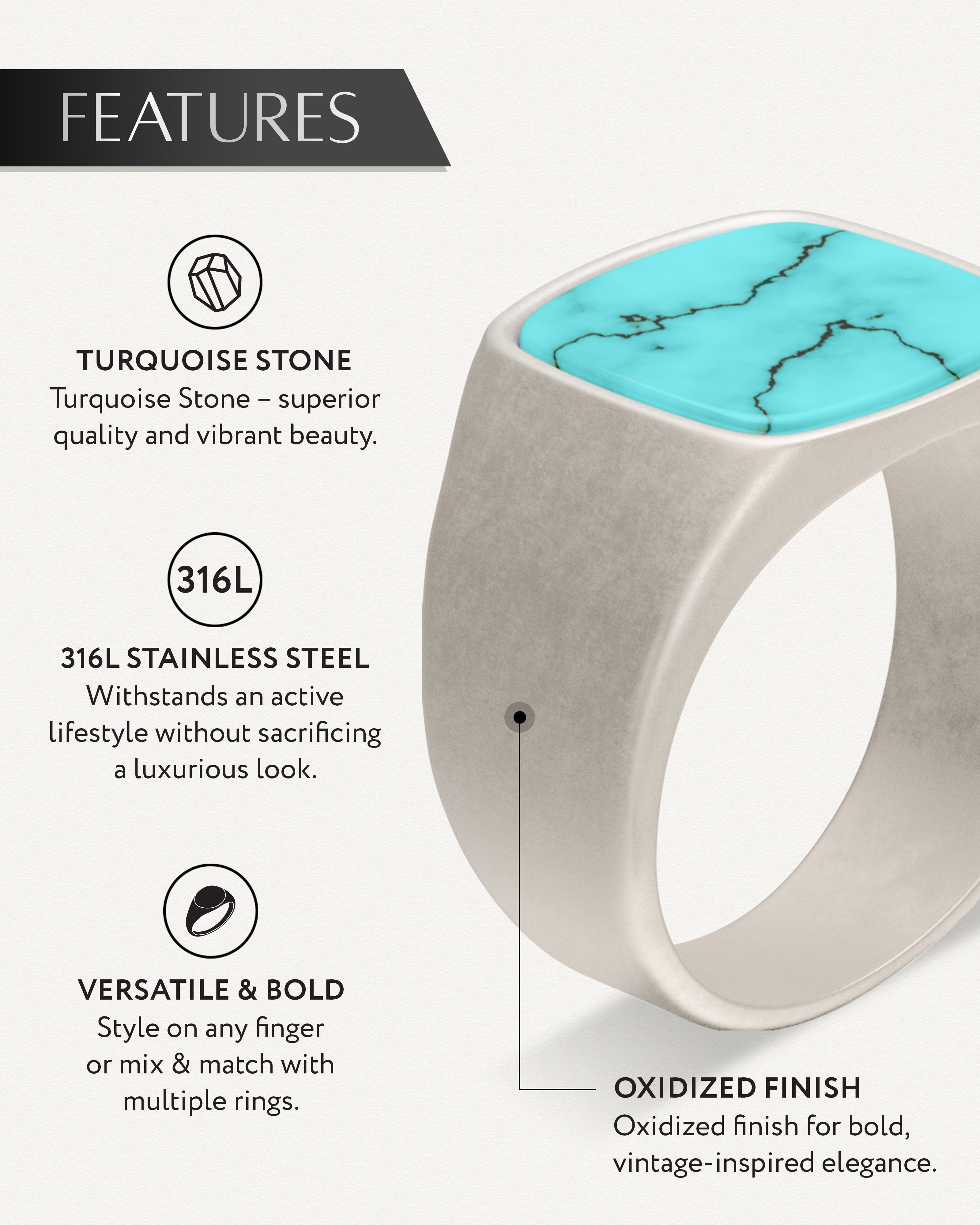 Turquoise Cushion Signet Ring