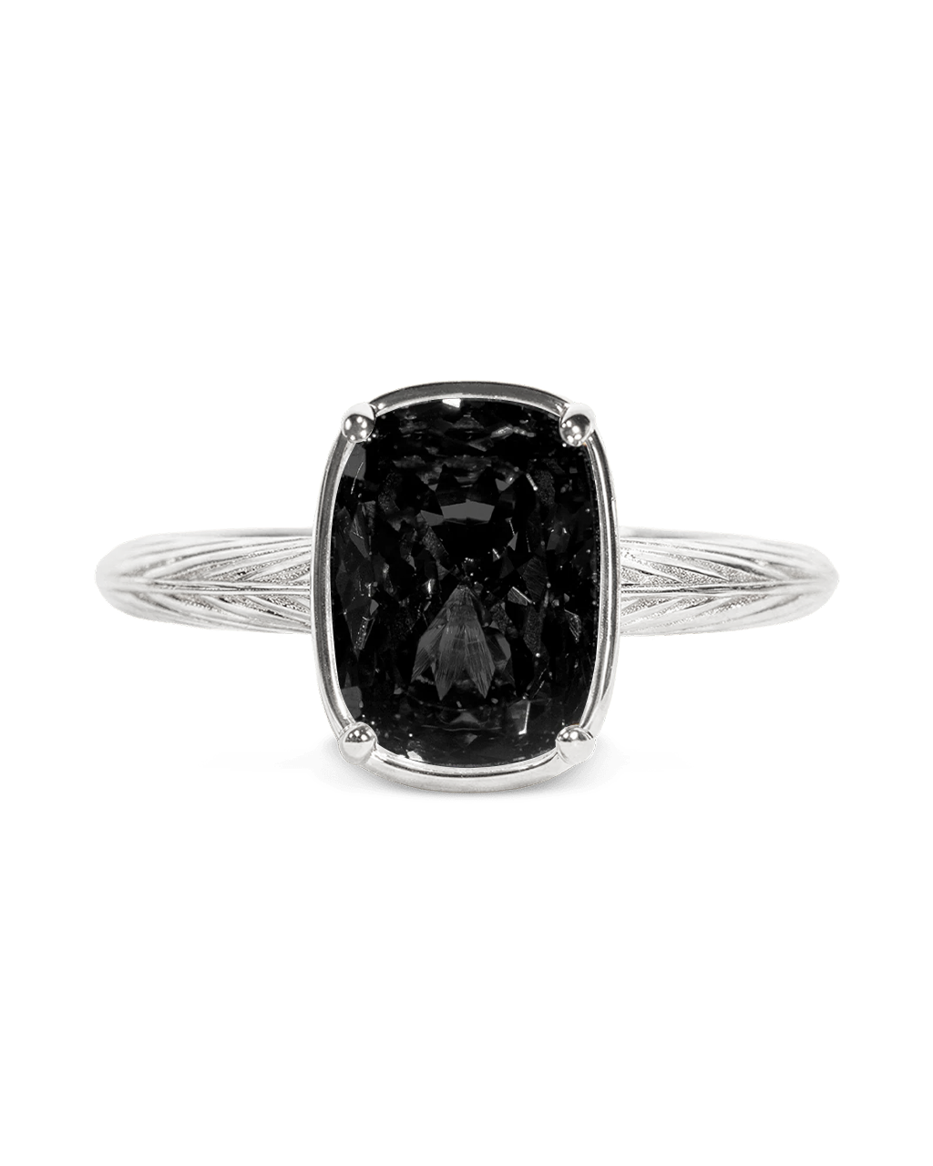 Sterling Silver Mini Black Elongated Cushion Ring
