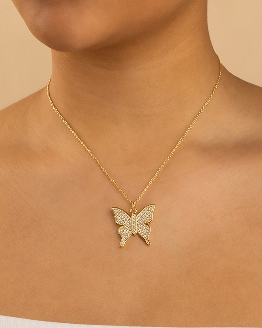 Pave CZ Butterfly Pendant