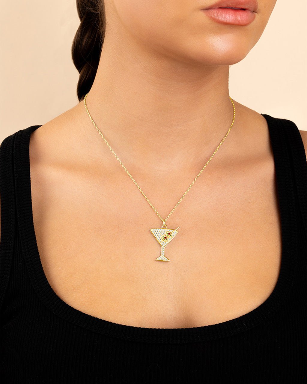 Pave CZ Dirty Martini Pendant