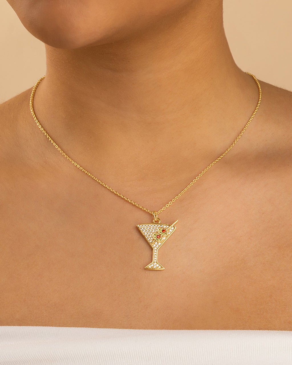 Pave CZ Dirty Martini Pendant