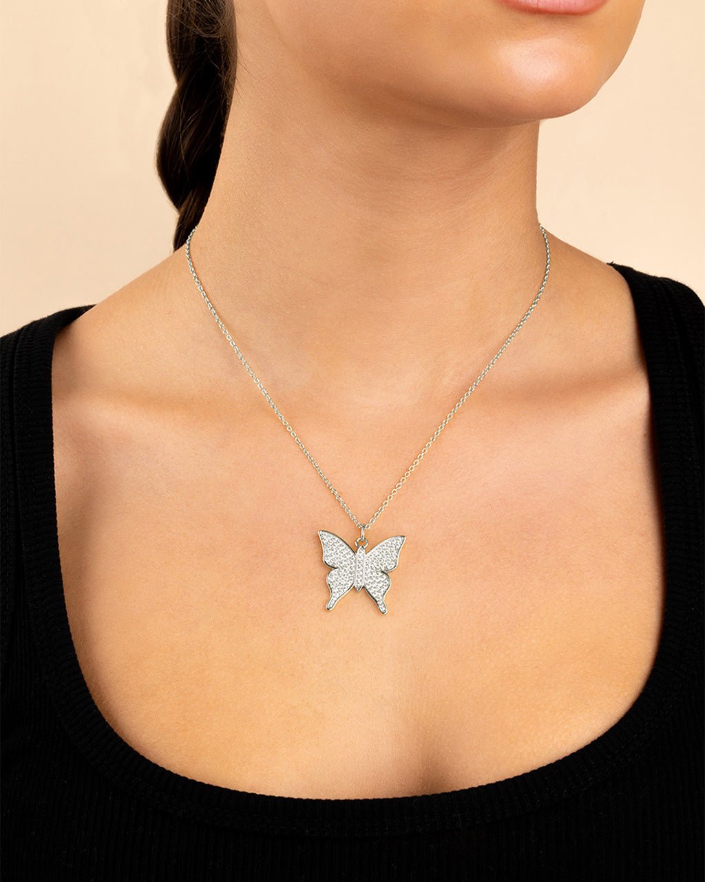 Pave CZ Butterfly Pendant