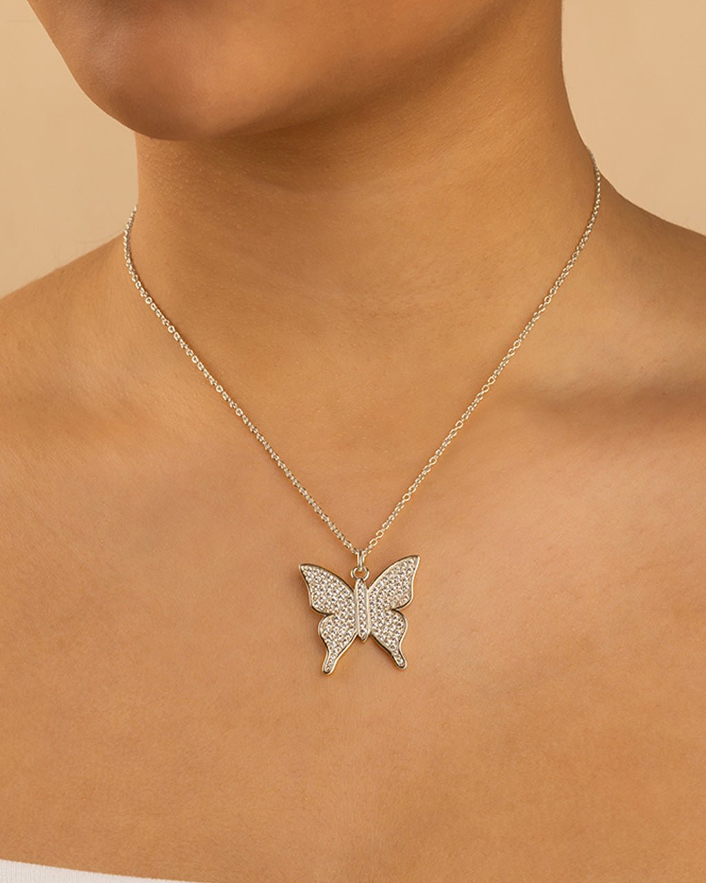 Pave CZ Butterfly Pendant