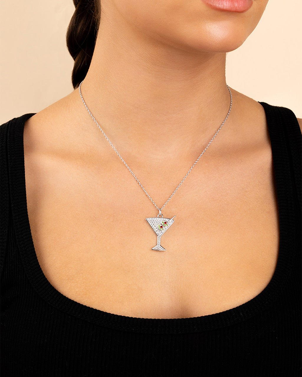 Pave CZ Dirty Martini Pendant