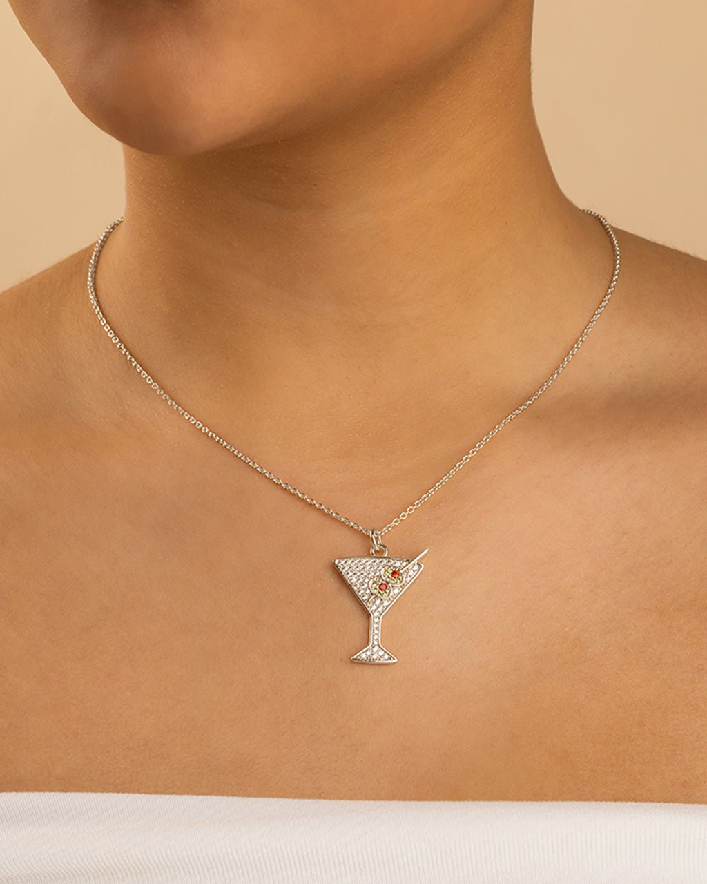 Pave CZ Dirty Martini Pendant