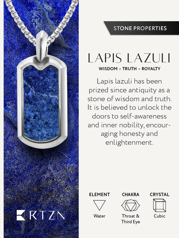 Lapis Lazuli Dog Tag Pendant Necklace