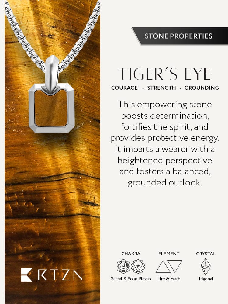 Tiger Eye Square Pendant Necklace