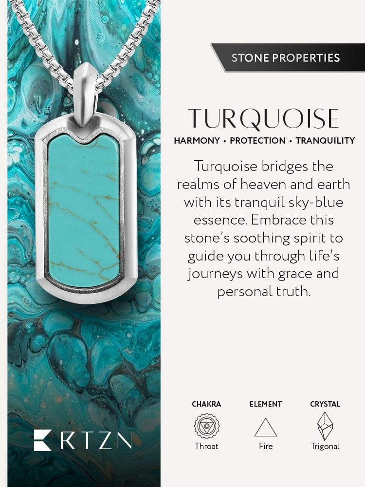 Turquoise Dog Tag Pendant Necklace