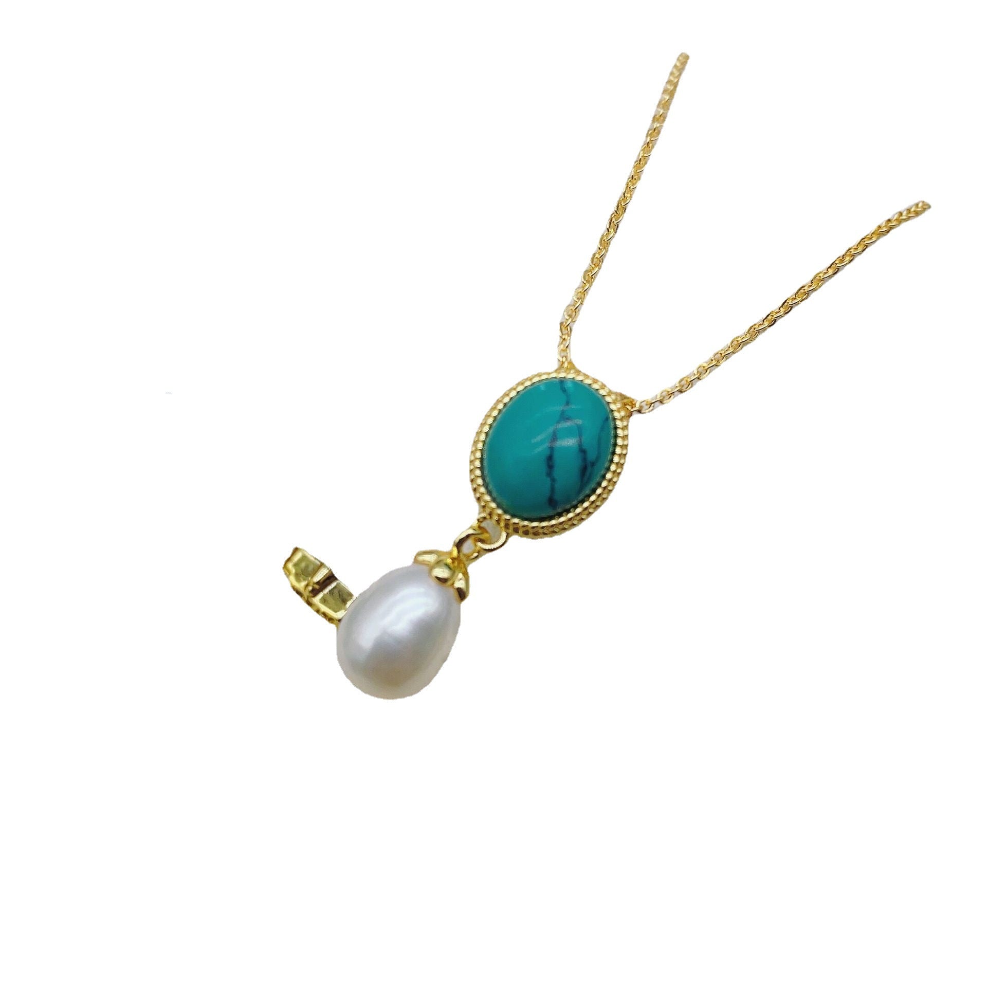 Hepburn Style Turquoise Natural Freshwater Pearl Jewelry Set