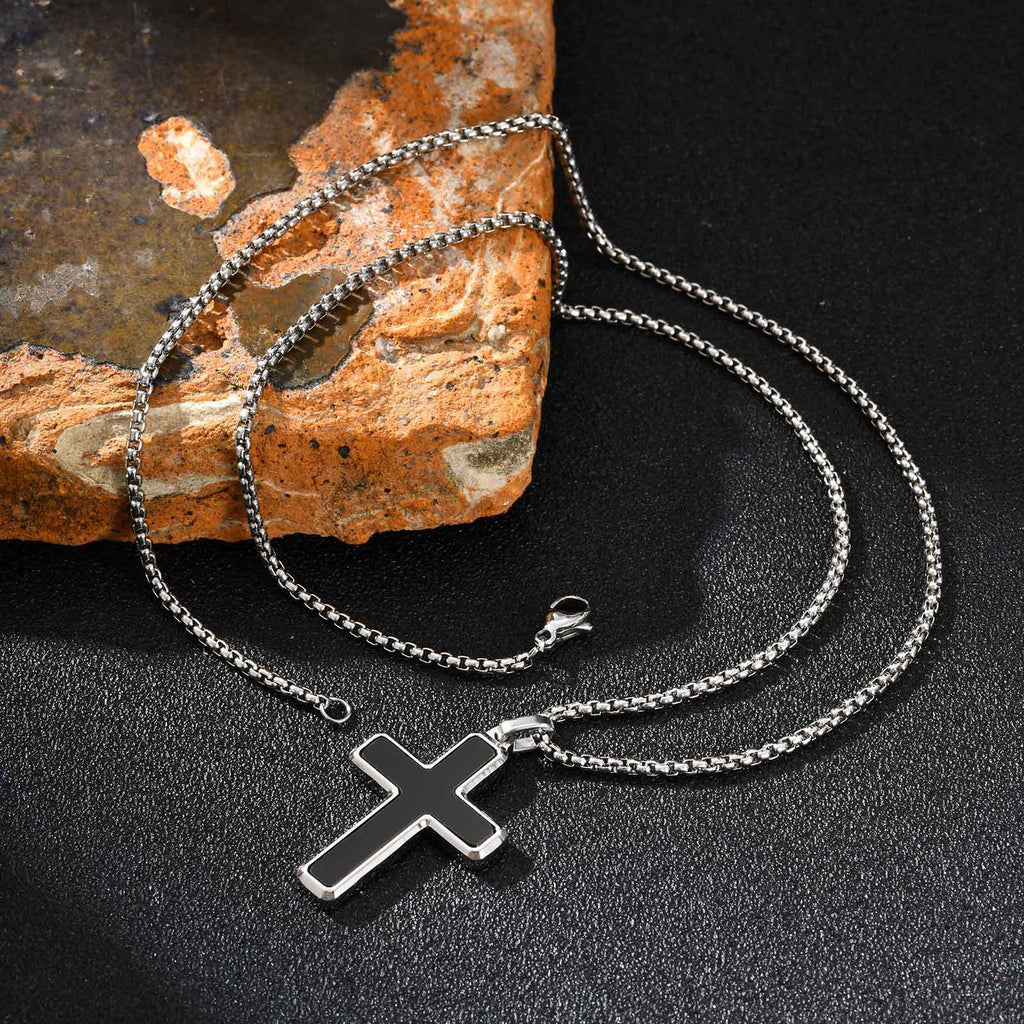 Man's Stainless Steel Cross Turquoise Natural Tiger Eye Sweater Pendant