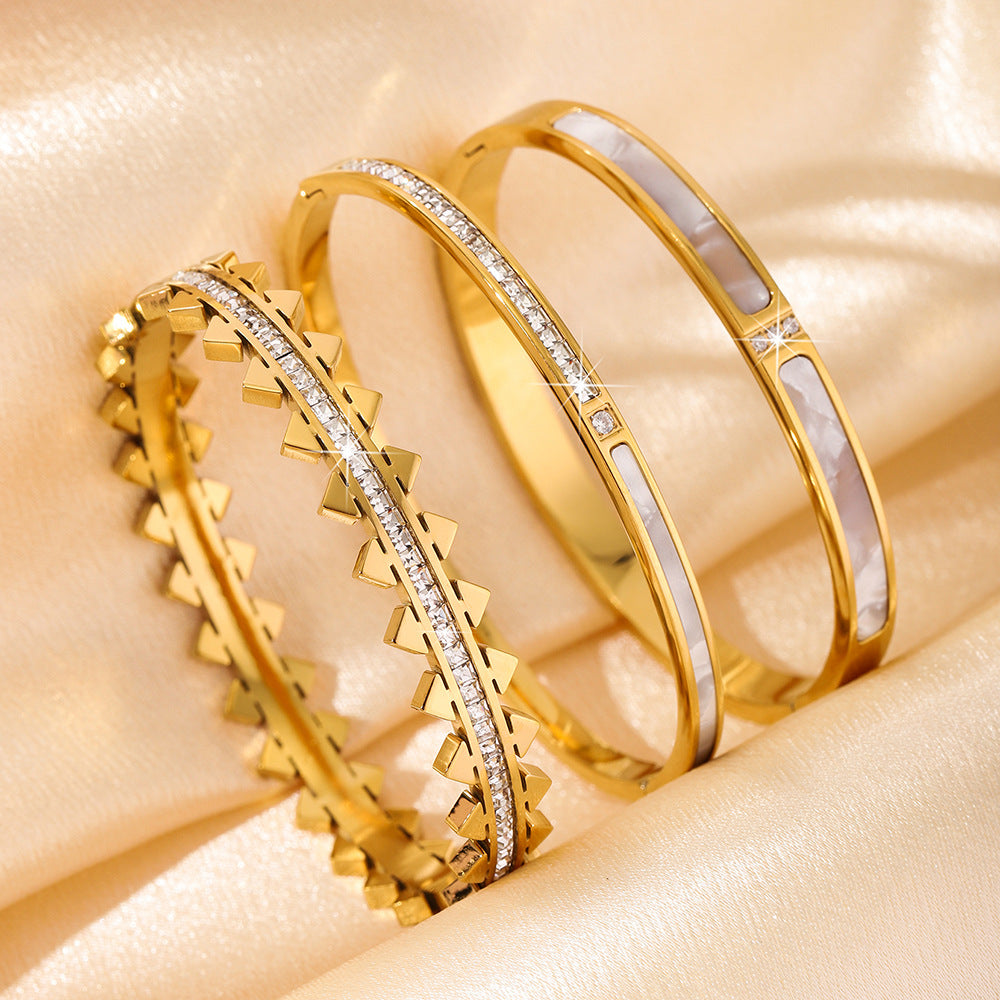 Light Luxury Stainless Steel Inlaid Zircon Temperamental Minority Simple High-grade Bracelets
