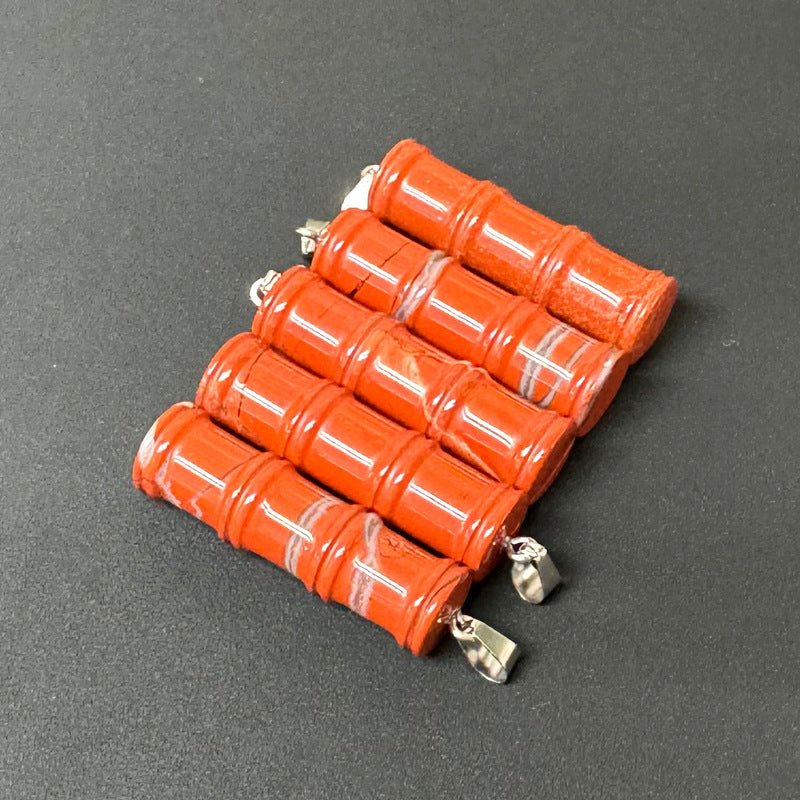 Bamboo Joint Natural Crystal Agate Stone Festival Pendants