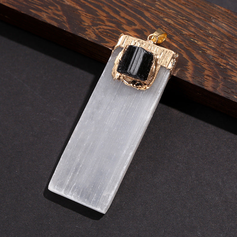 Gypsum Bar Long Strip Inlaid Crystal Pendant