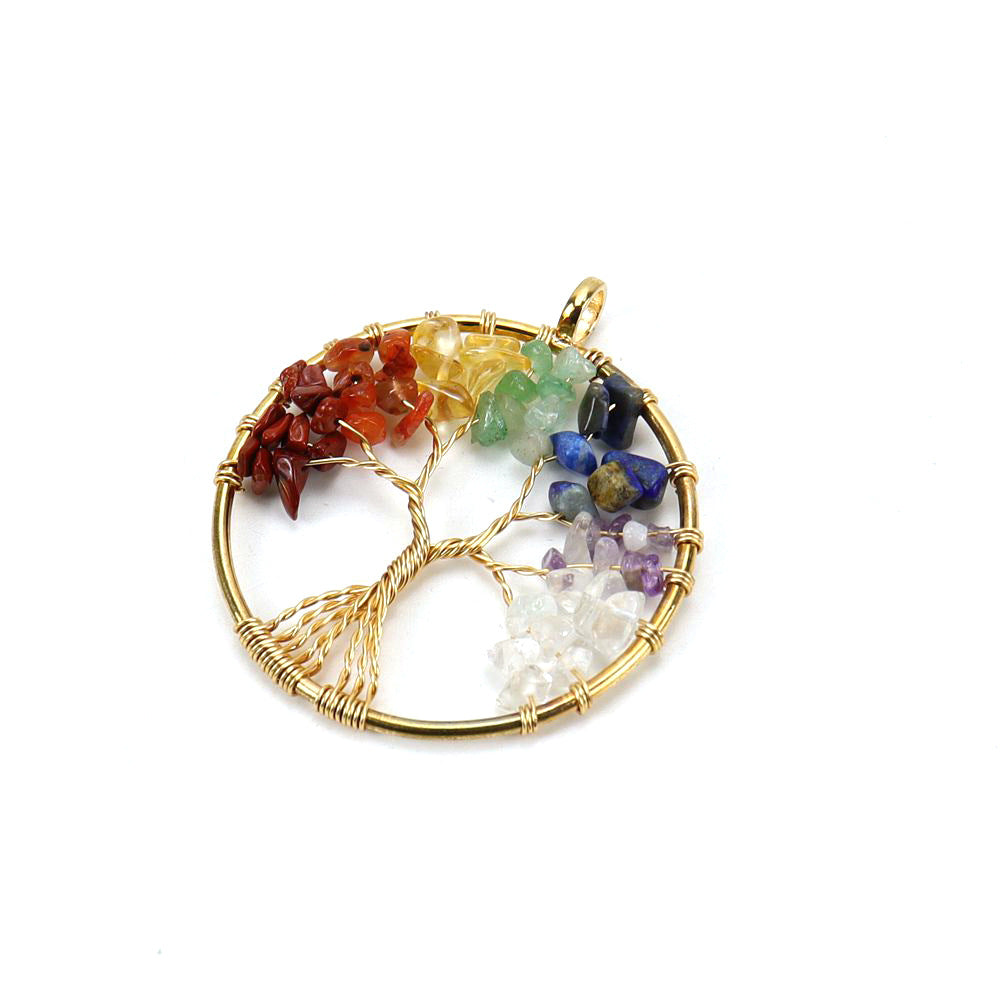 Gravel Crystal Lucky Tree Colorful Stone Pendant