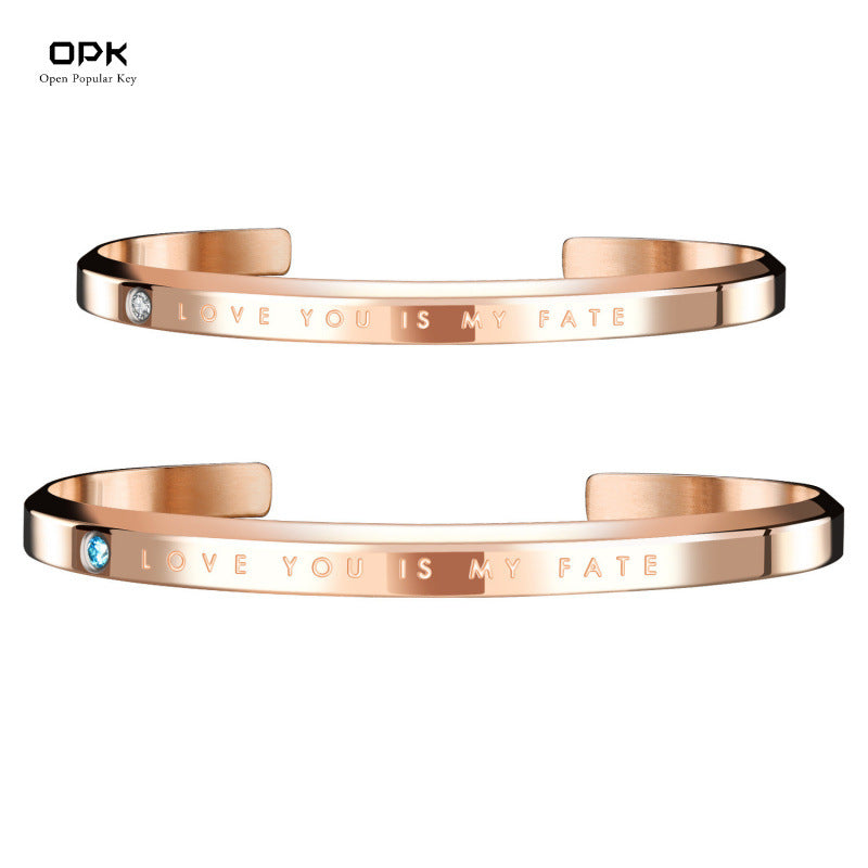 Stylish Simple Versatile Male Female Niche Personality Open Stainless Bracelet