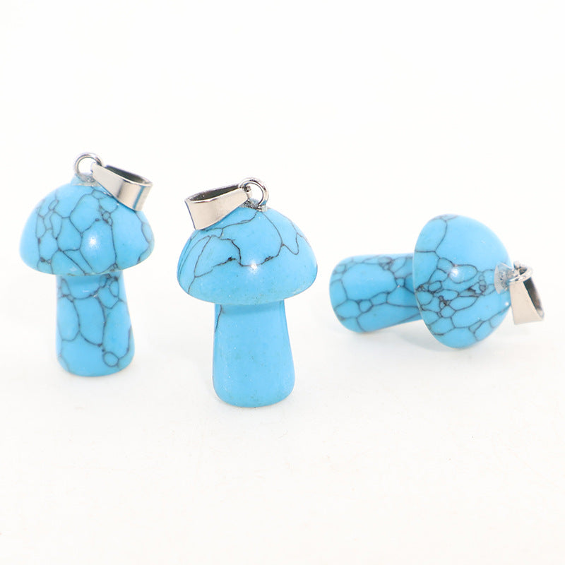 Natural Crystal Jade Mushroom Tigereye Pink Pendant