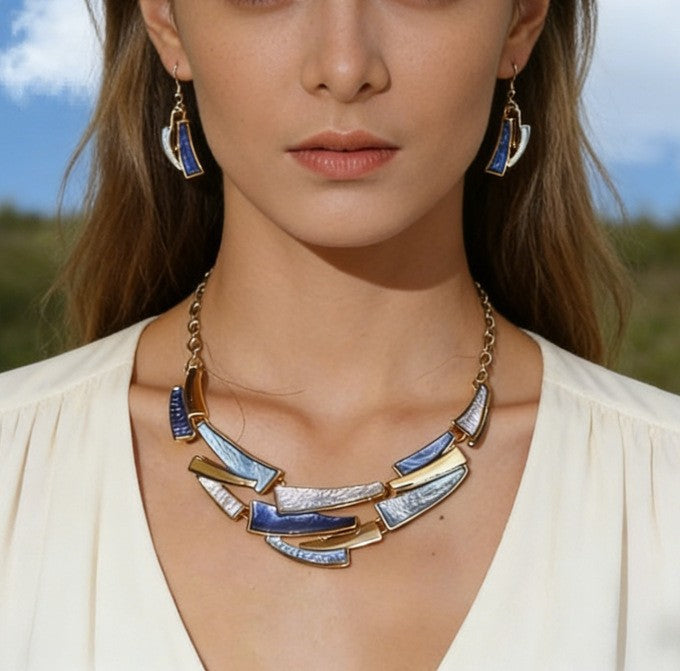 Stylish Women's Fashionable Simple Turquoise Suit Jewelry Set