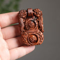 Tree Diamond Lock Double-sided Carved Lucky Safe Pendants