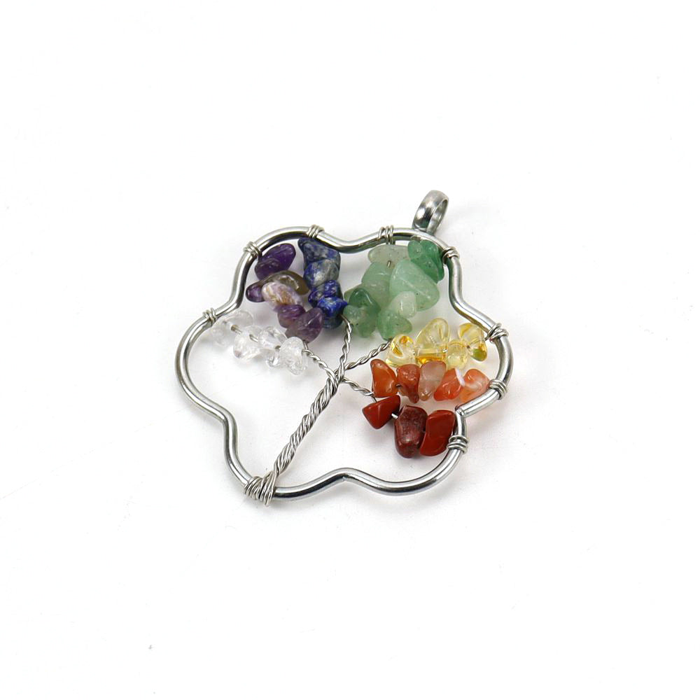 Gravel Crystal Lucky Tree Colorful Stone Pendant