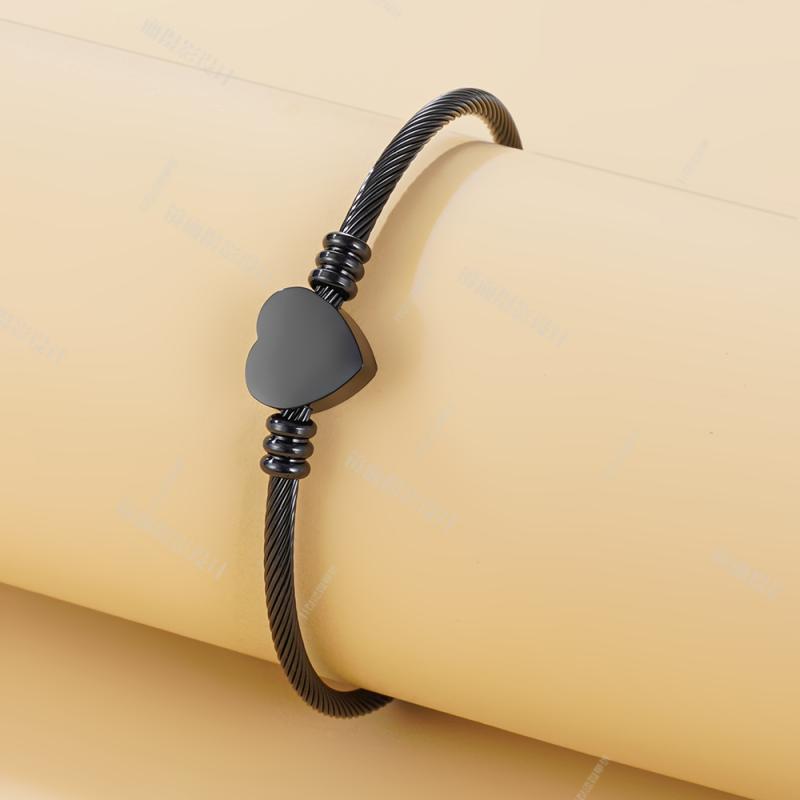 Steel Wire Rope Open Heart Stainless Bracelet