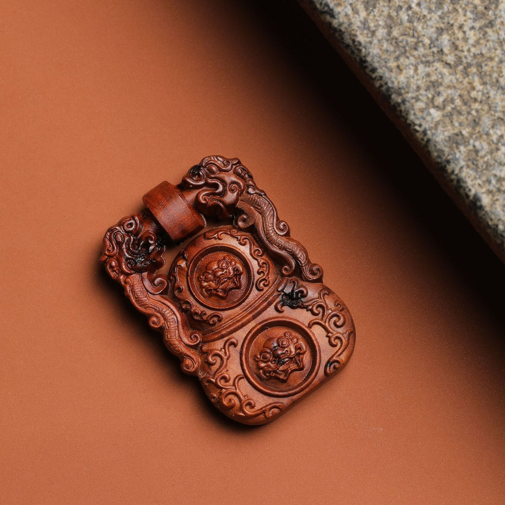 Tree Diamond Lock Double-sided Carved Lucky Safe Pendants