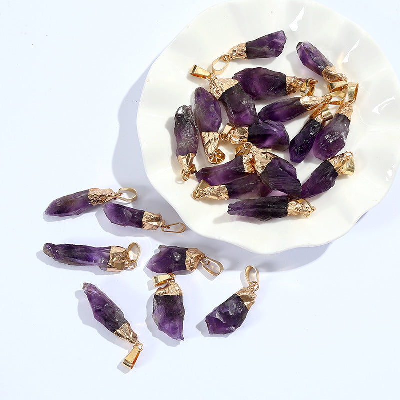 Amethyst Natural Stone Irregular Plating Rough Pendant