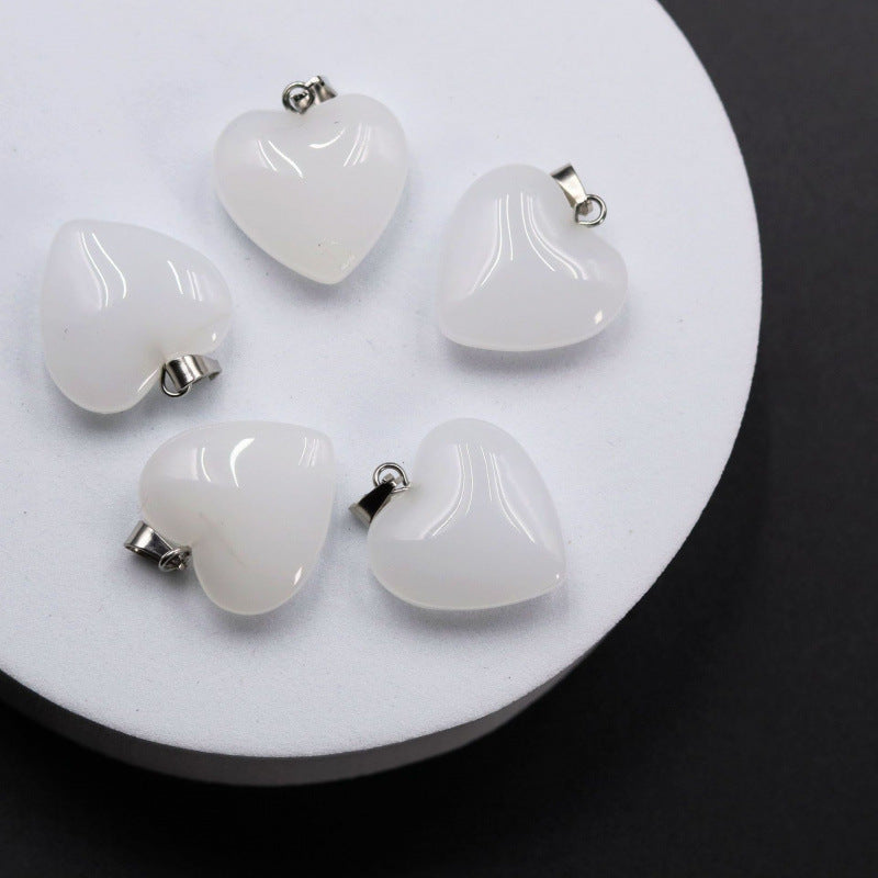 Amethyst Agate Peach Heart Natural Stone Pendant